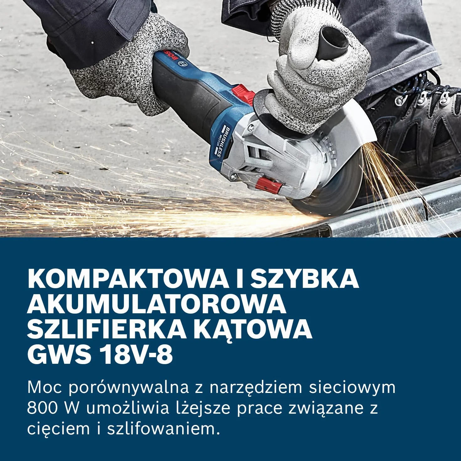System profesjonalny 18 V firmy Bosch: akumulatorowa szlifierka kątowa GWS 18V-8 (Ø tarczy 115 mm)