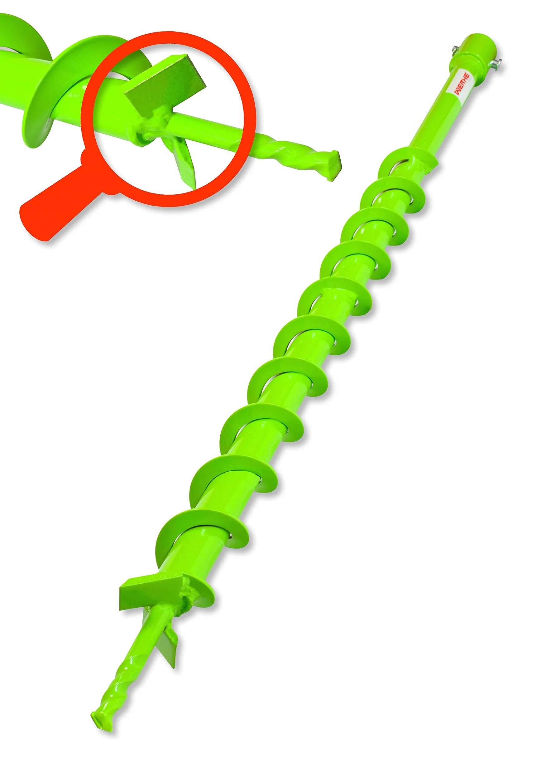WERHE świder ziemny 40 mm lita stal, SDS Max | świder do słupków z podwójnej spirali, grot centruje wiercenie, długość całkowita 80 cm