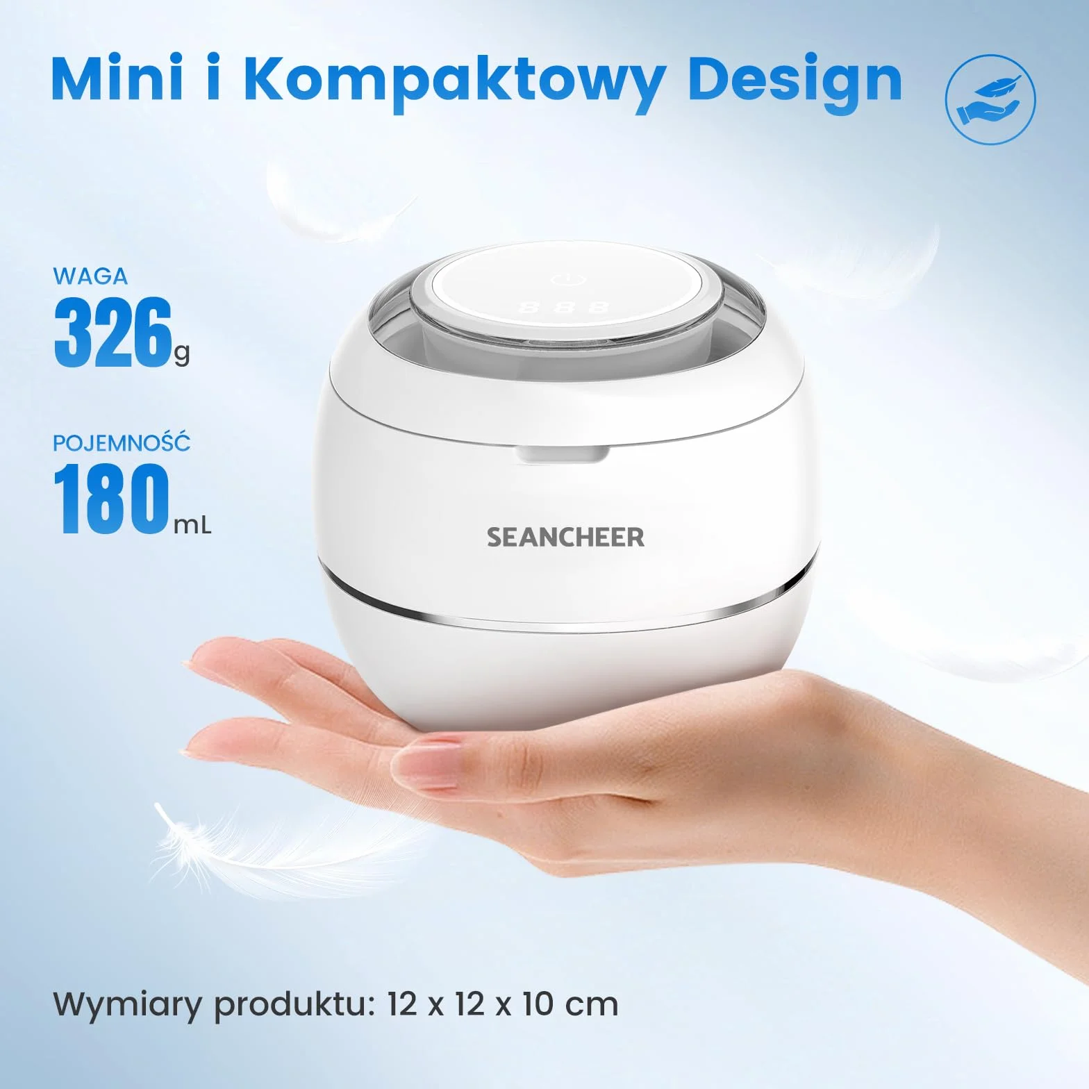 SEANCHEER Czyszczarka ultradźwiękowa | 48kHz | 180ML | Ultradźwiękowe Urządzenie Czyszczące z Lampą UV Do | Protez | Retainerów | Alignerów | Szyn Zębowych | Nakładek Nocnych | (Biały)