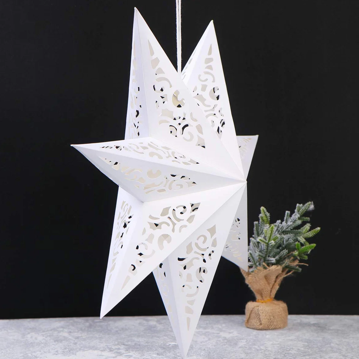 CLISPEED Papierowa latarnia z motywem gwiazd, 45 cm, wisząca, na Boże Narodzenie, papierowa gwiazda 3D, wisząca dekoracja, papierowe lampiony na wesele, Boże Narodzenie, jako dekoracja