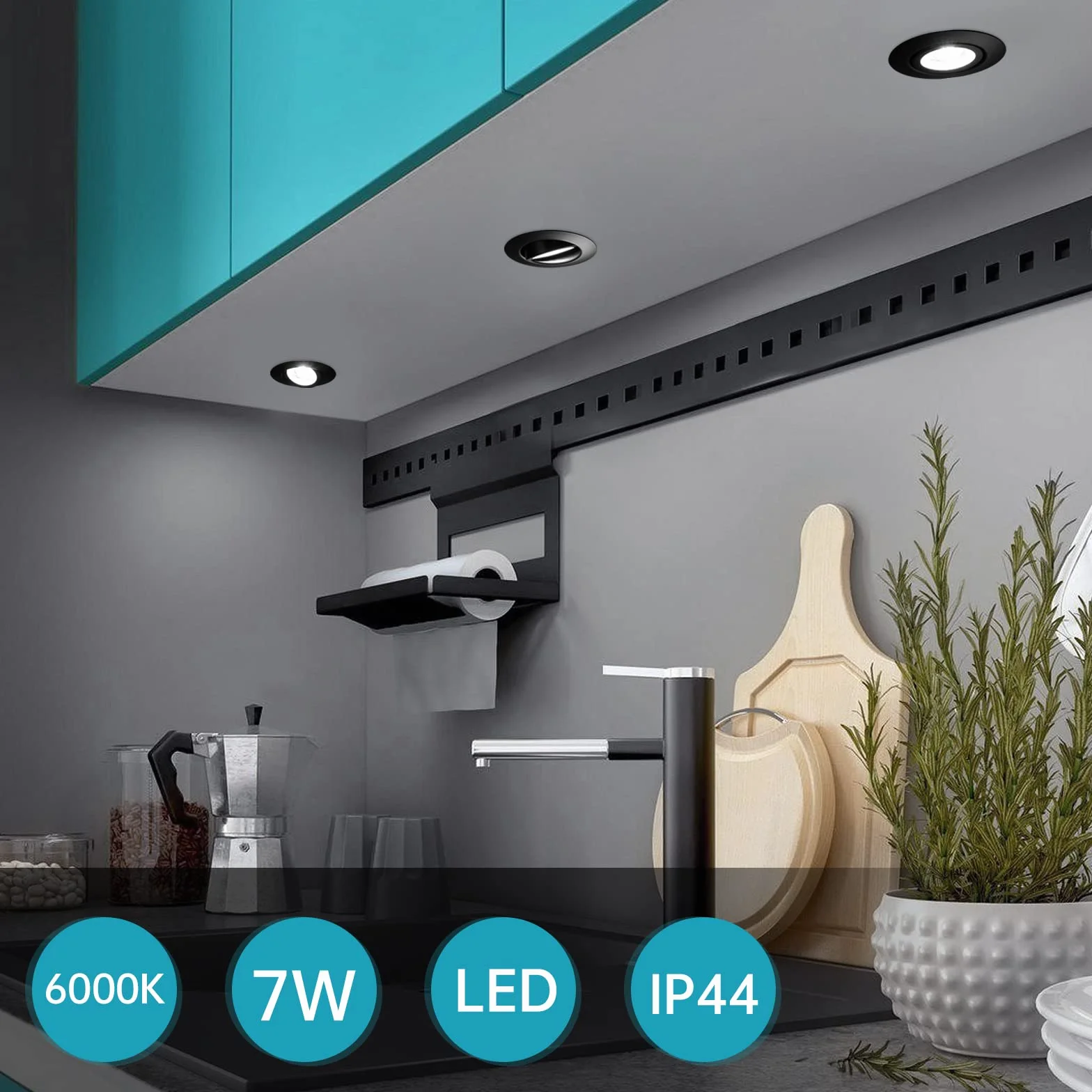 wowatt wpuszczana lampa punktowa LED ściemnialna 7W IP44 zimna biel 6000K 700lm
