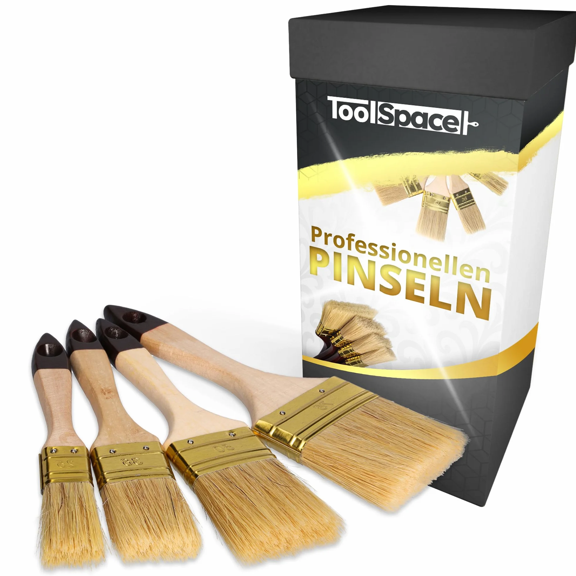 ToolSpace Pędzle Angielskie Profesjonalne 25mm/ 36mm/50mm/76mm pędzel malarski – do farb, lakierów, gruntów i emalii – idealne do domu warsztatu i zastosowań profesjonalnych – wszechstronne trwałe