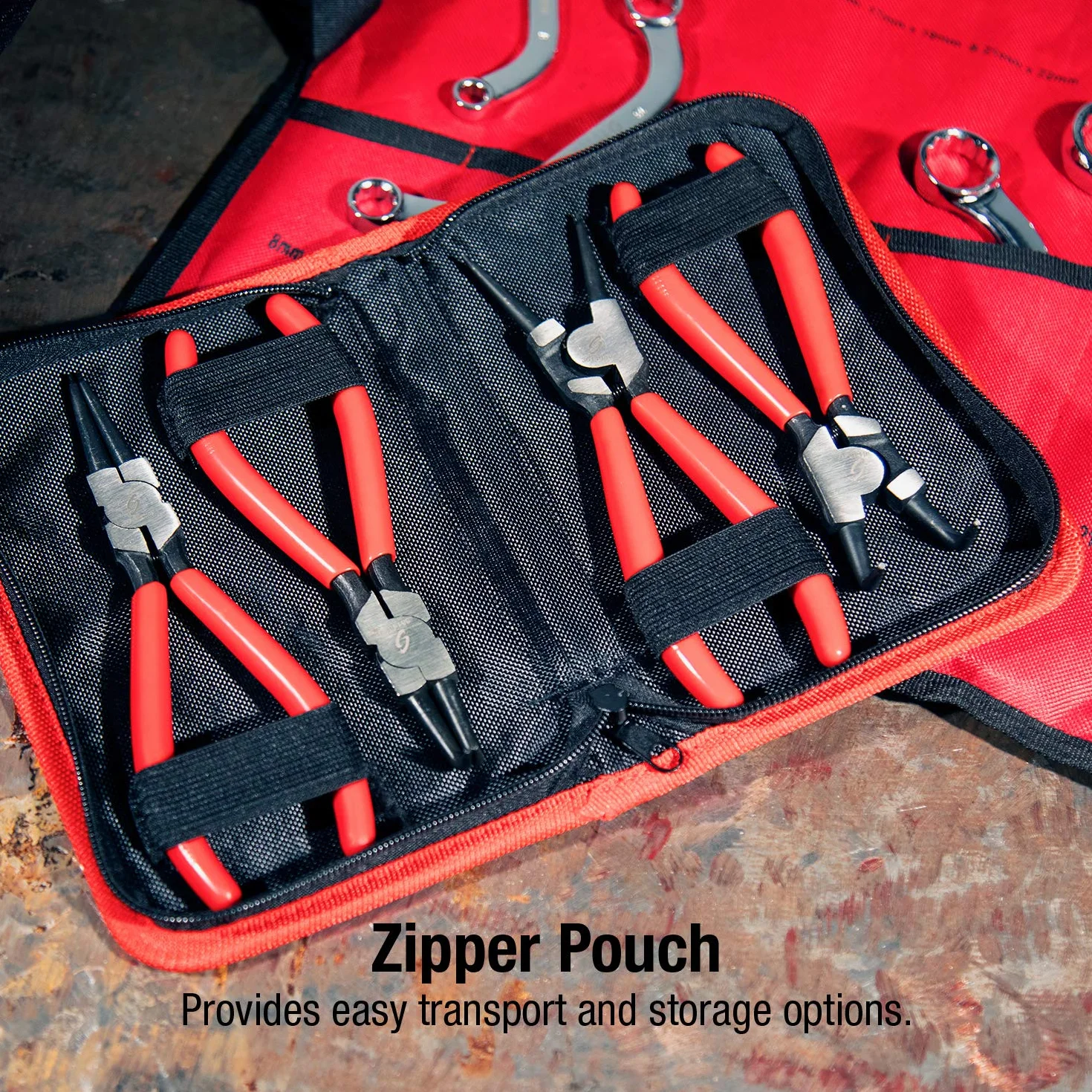 SUNEX TOOLS Zestaw szczypiec z pierścieniem zatrzaskowym 3614 V, szczypce proste do użytku wewnętrznego 18 cm, szczypce wygięte do użytku wewnętrznego, szczypce proste do użytku zewnętrznego 18 cm,