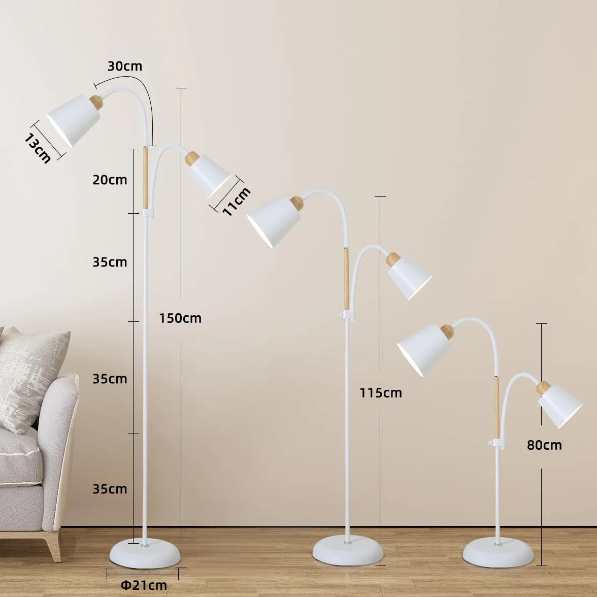 Lampa podłogowa YOYO z lampką do czytania | Gniazdo E27 maks. 60 W (Biały)