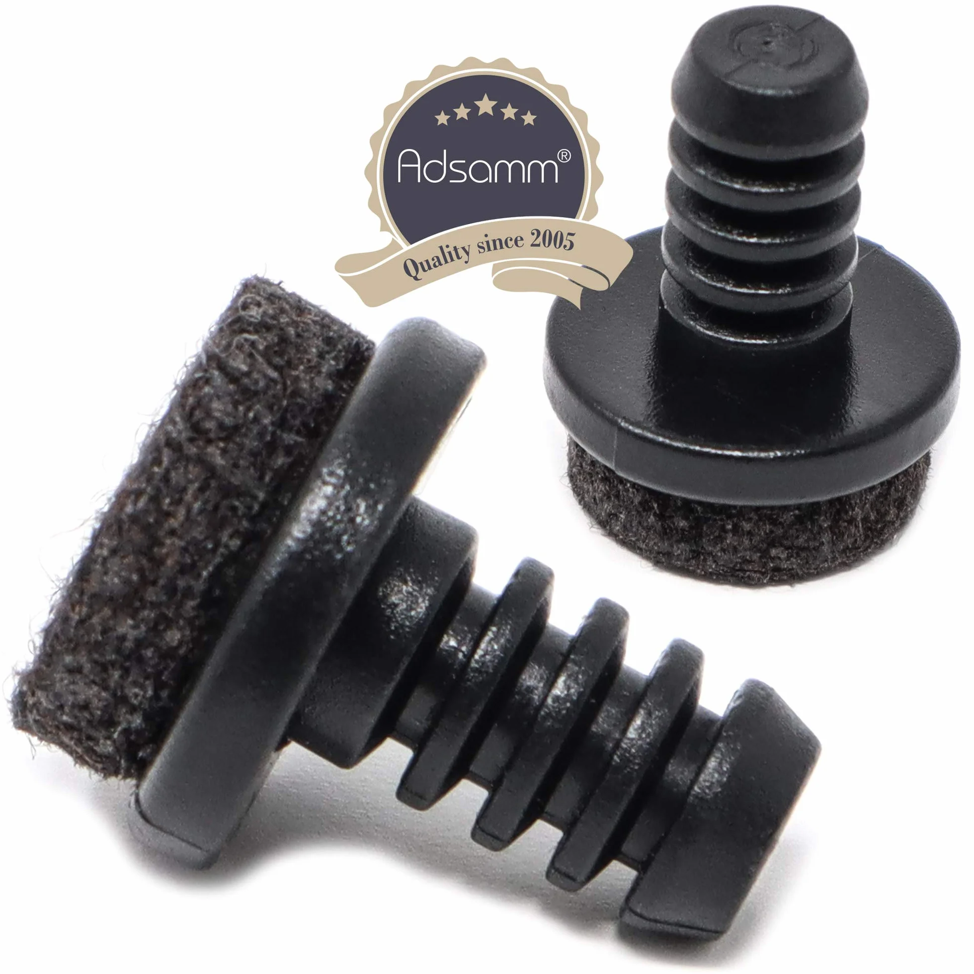 Adsamm® / 32 x zatyczki do lameli z filcu/czarne/Ø 12-14 mm/okrągłe/filcowe ślizgacze meblowe do krzeseł stalowych w jakości premium