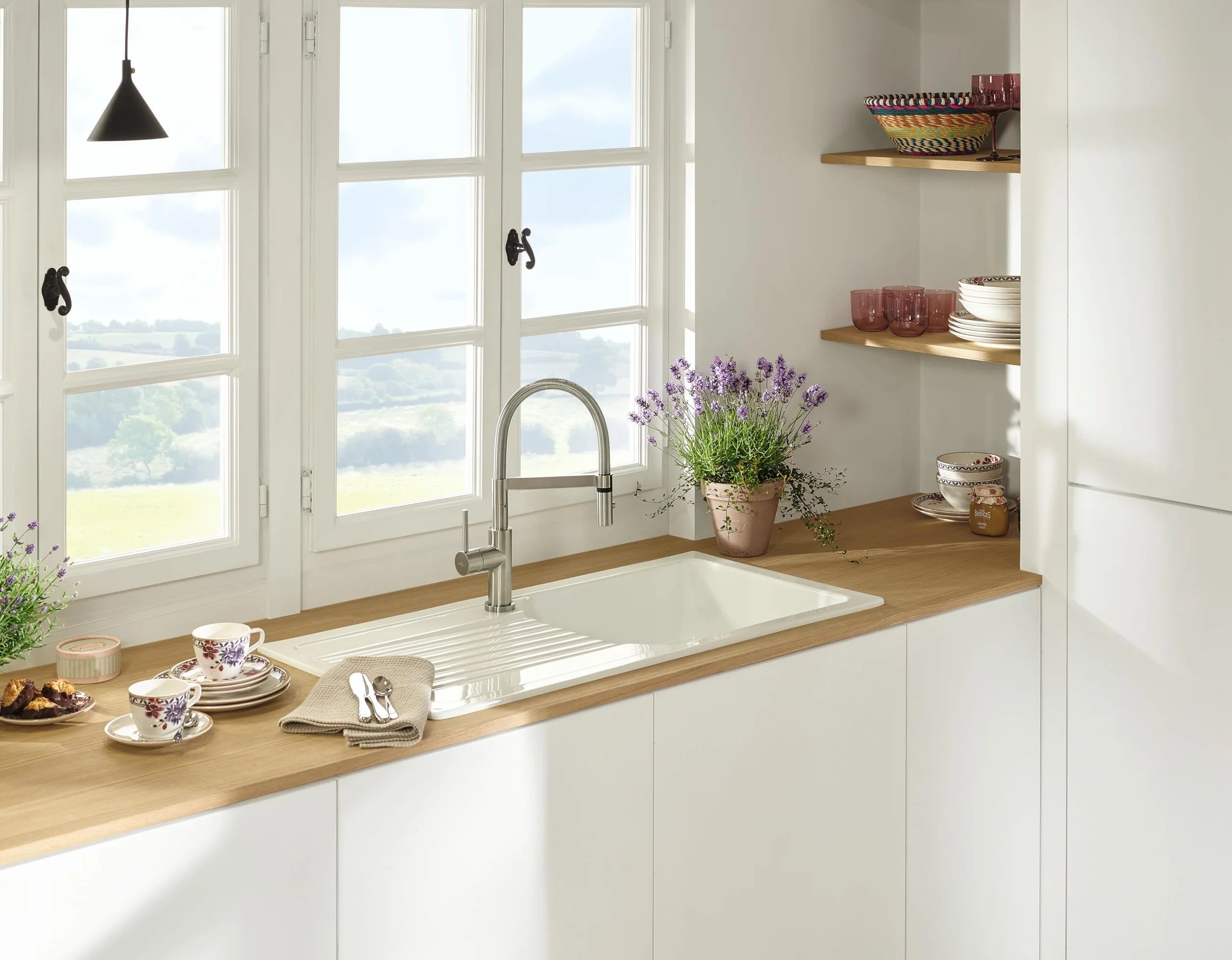 Villeroy & Boch Steel Expert Compact Window armatura kuchenna, wysokociśnieniowa, kran kuchenny z montażem przed oknem, oszczędność wody, wysokość wylewki 147 mm, masywna stal nierdzewna