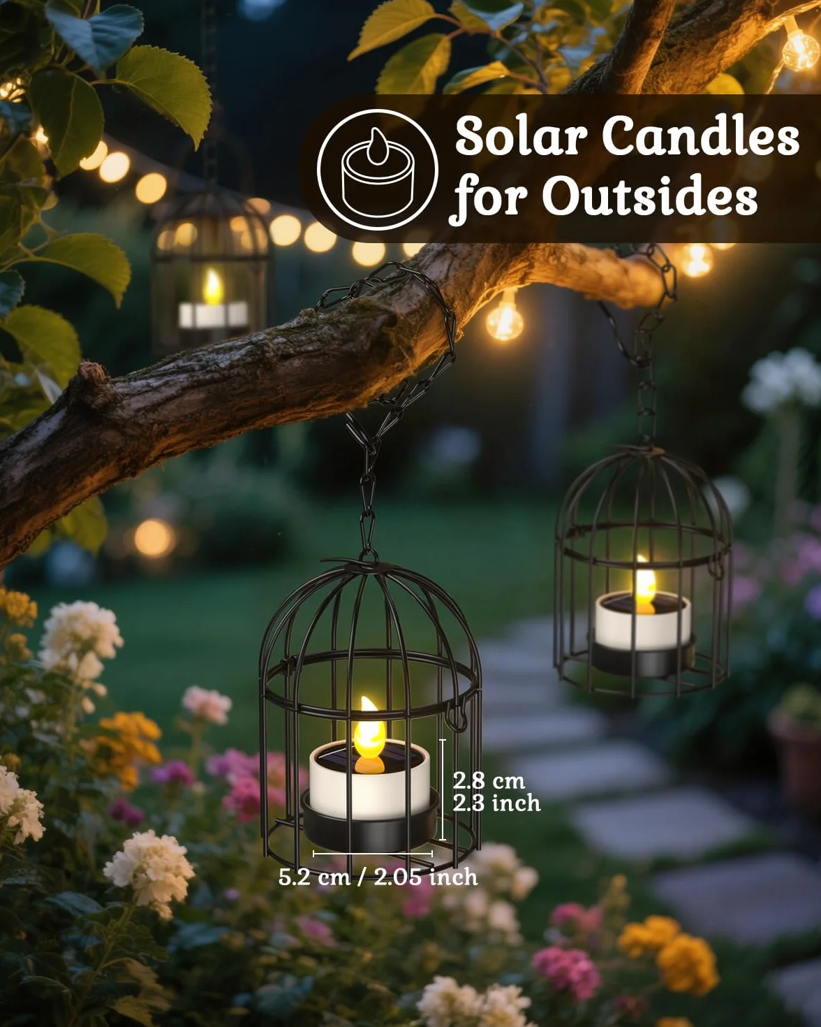 SoulBay Świece solarne do użytku na zewnątrz, 5,8 x 5,1 cm, solarne podgrzewacze, do użytku na zewnątrz, wodoszczelne, wielokrotnego ładowania, migoczący płomień z czujnikiem światła, do użytku na