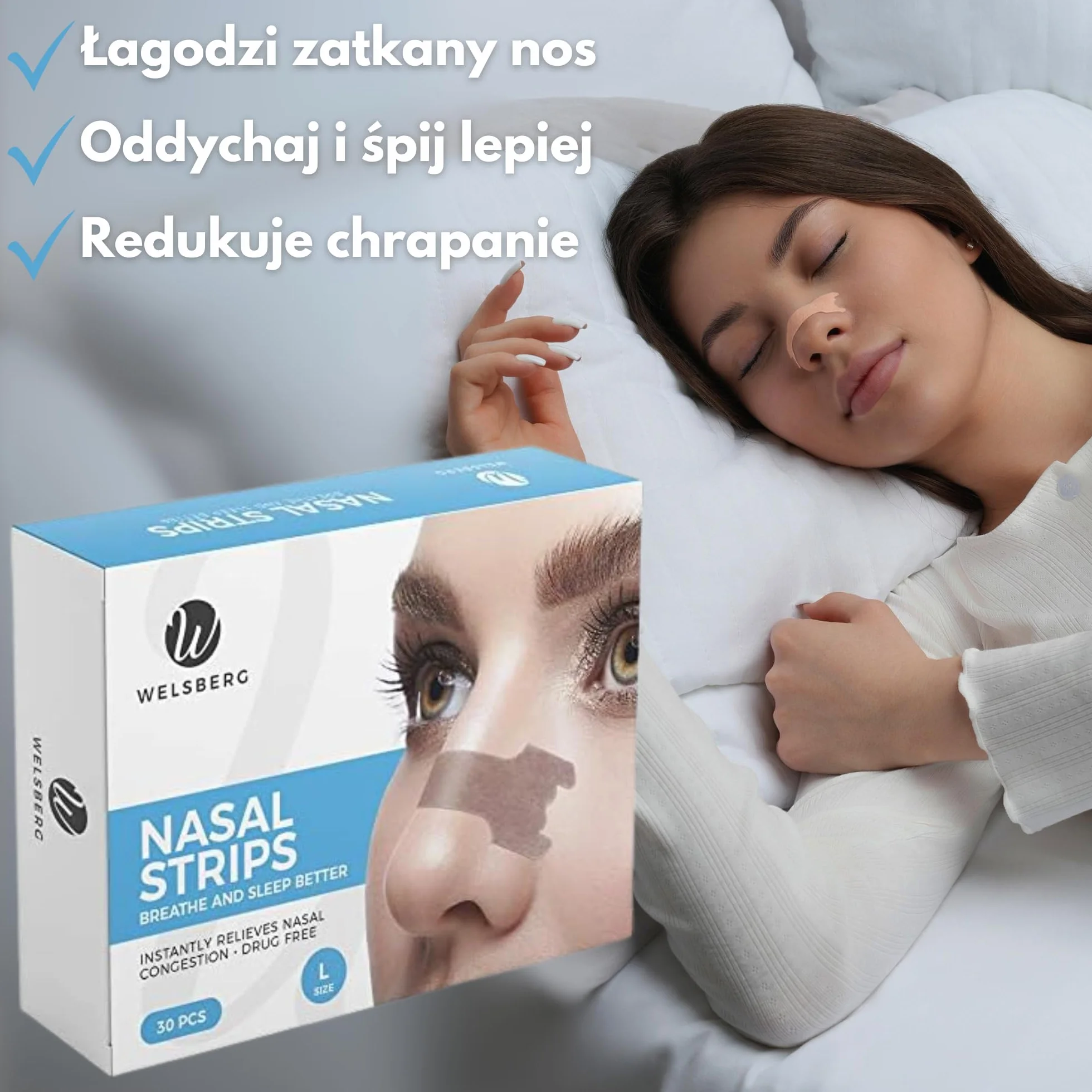 Plastry na Nos Środek Przeciw Chrapaniu 66x19 mm Rozmiar L