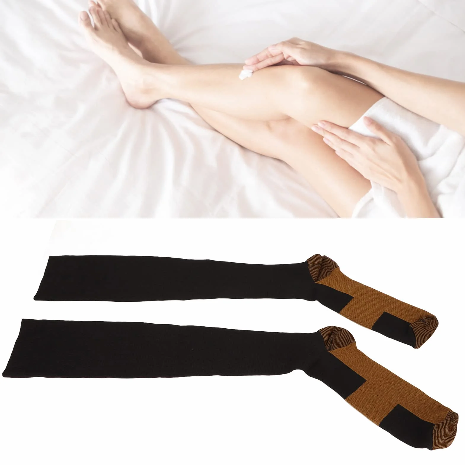 Miedziane Skarpety Uciskowe dla Kobiet i Mężczyzn Skarpetki dla Diabetyków Poprawiają Krążenie Zmniejszają Obrzęki Nylon L/XL
