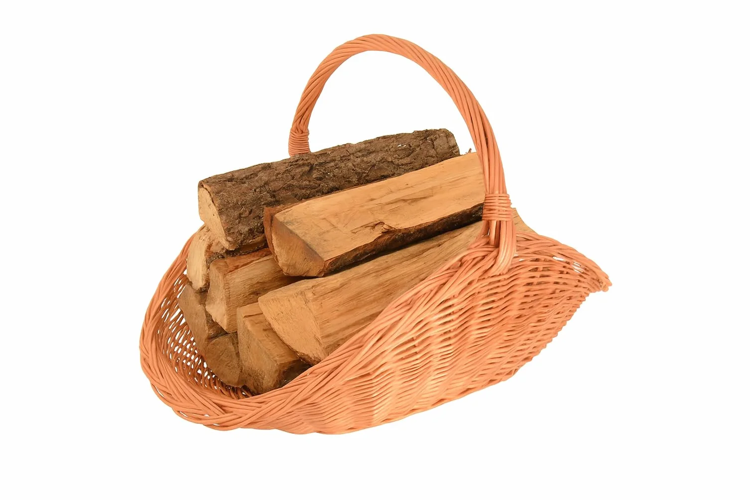 kosz na drewno kominkowe z wikliny 70 x 44 cm – ręcznie robione kosze drewniane i dekoracyjne z uchwytem – kosz na drewno kominkowe naturalny, kosz na opał – uniwersalny do drewna kominkowego