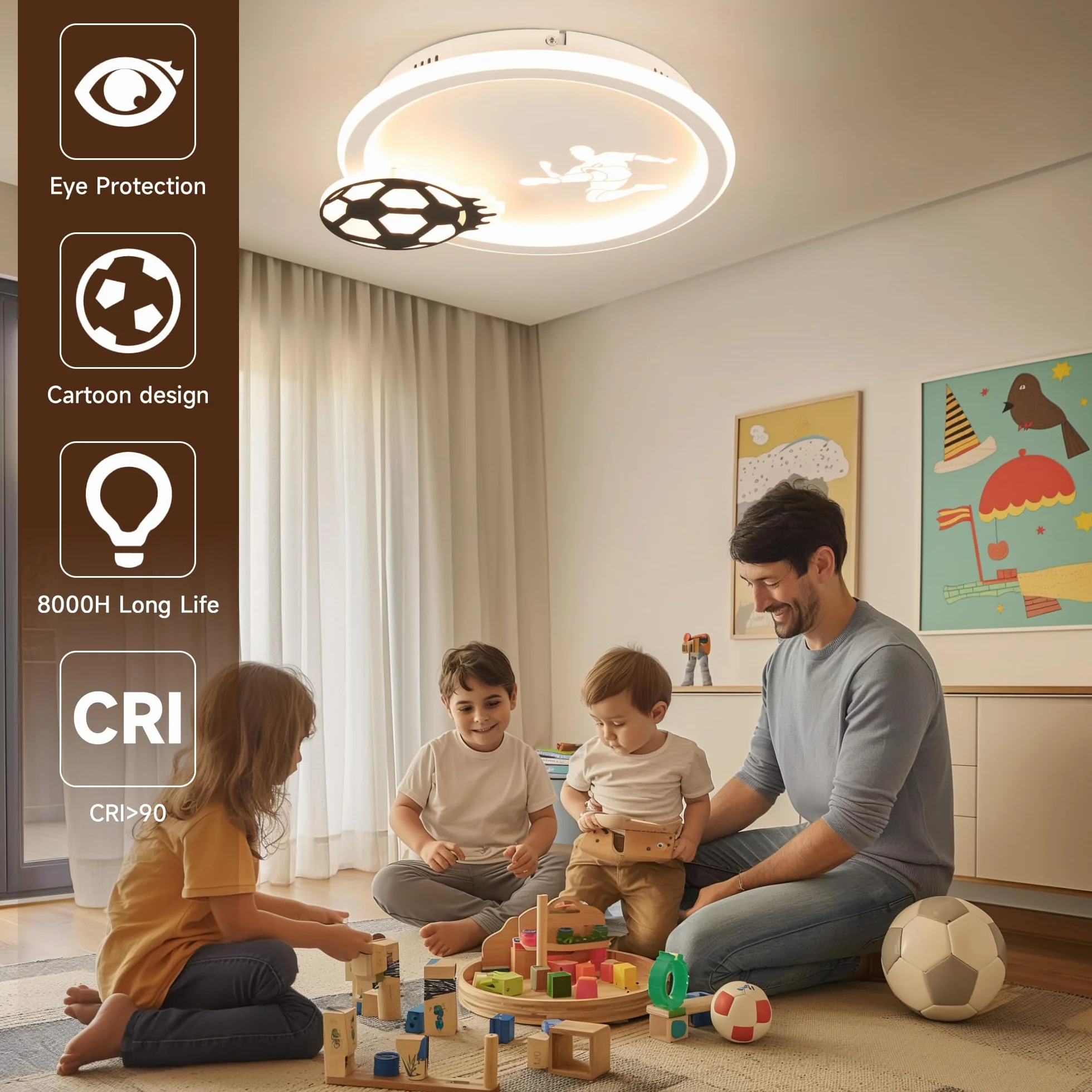EASY EAGLE Lampa sufitowa LED, ściemniana, lampa sufitowa z pilotem zdalnego sterowania, do salonu, pokoju dziecięcego, sypialni, 34 cm, 3000~6000 K