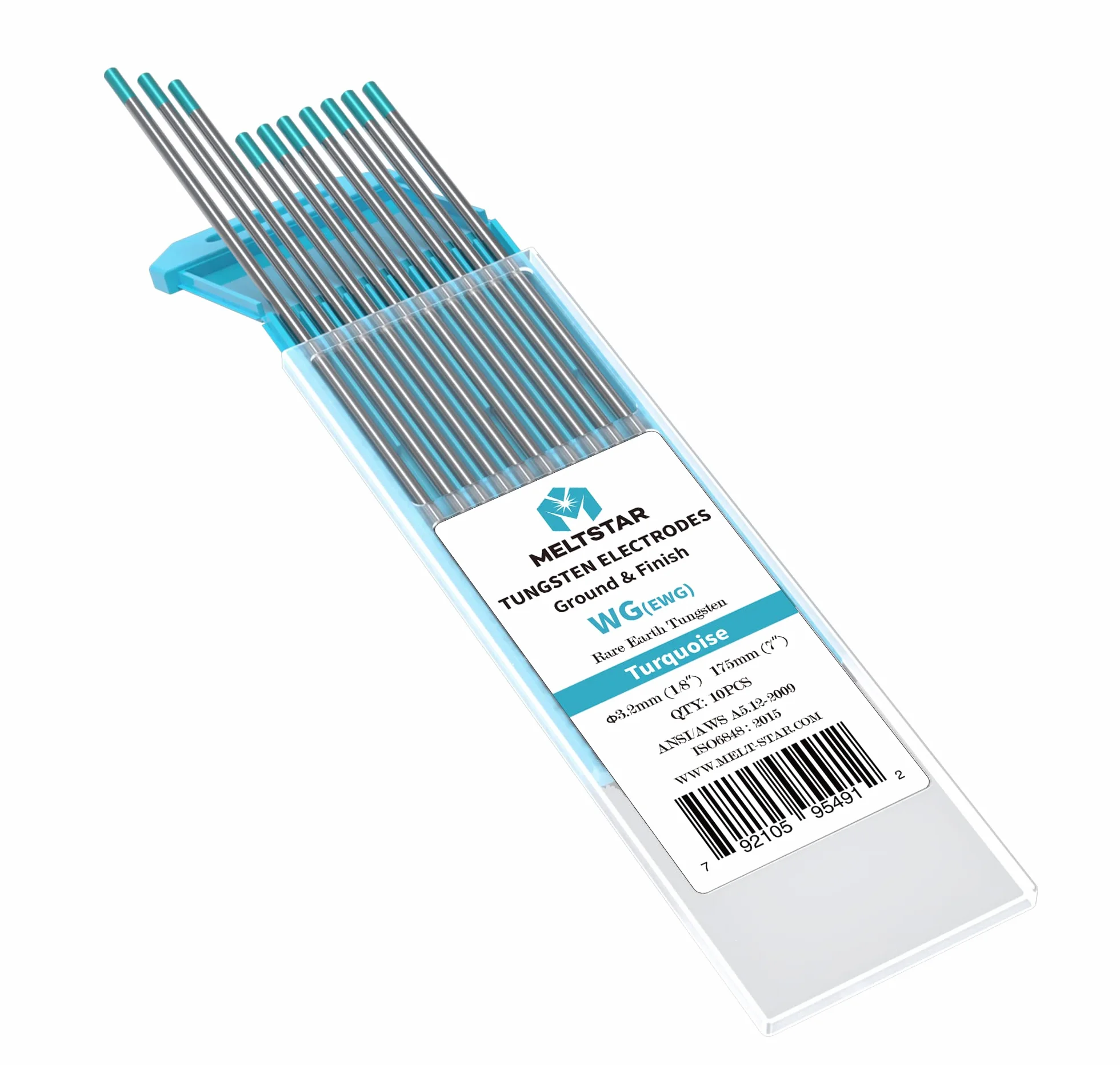 Elektrody WIG z turkusowym oznaczeniem, Ø 3,2 × 175 mm, opakowanie 10 sztuk