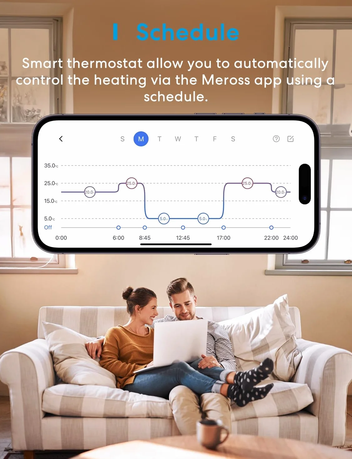 Meross Inteligentny termostat grzejnikowy, wymagany koncentrat, termostat ogrzewania Wi-Fi, kompatybilny z HomeKit, Alexa i Google Assistant, sterowanie głosem, harmonogramy automatyzacji, wykrywanie