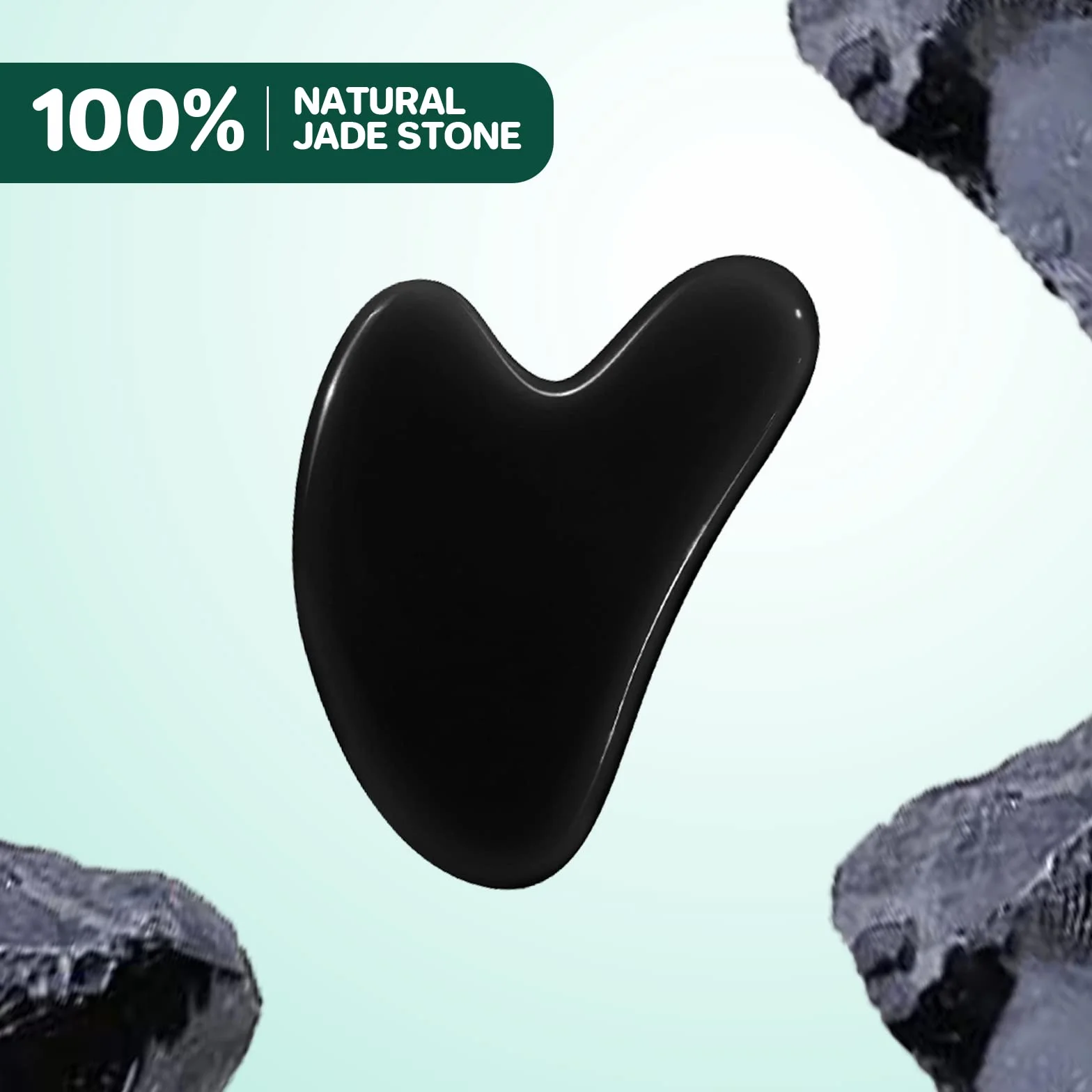 Gua Sha Jadeitowy Kamień Masażu do Twarzy, Narzędzie do Akupunktury SPA (Czarny)