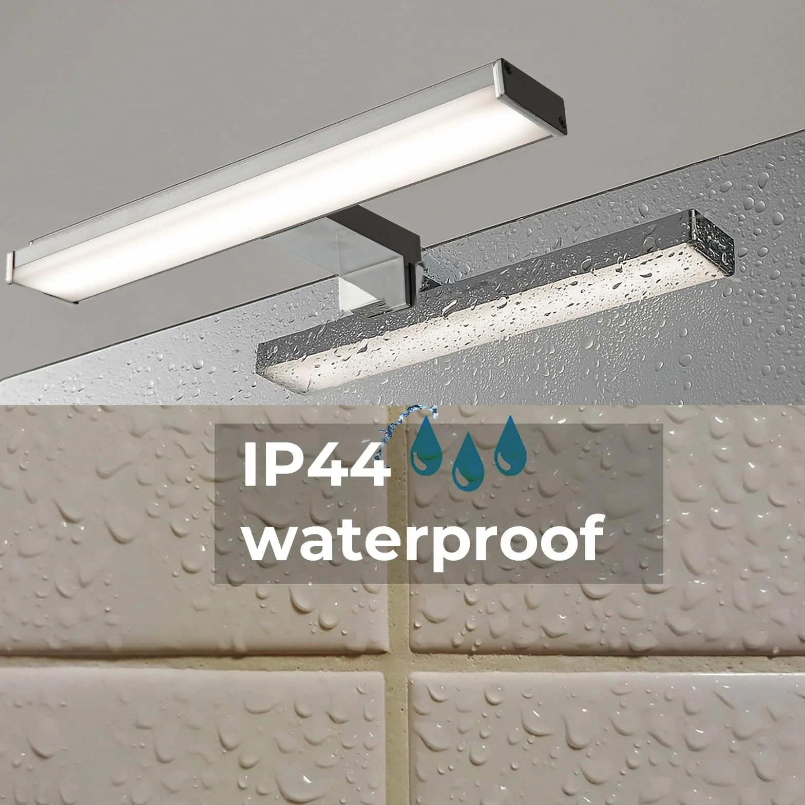 Alpinaluz Kinkiet LED do lustra łazienkowego 30 cm - 8 W 810lm - neutralne białe światło 4000K - IP44 - chromowane aluminium - do montażu na lustrze, szafie lub ścianie - nowoczesne światło przednie i