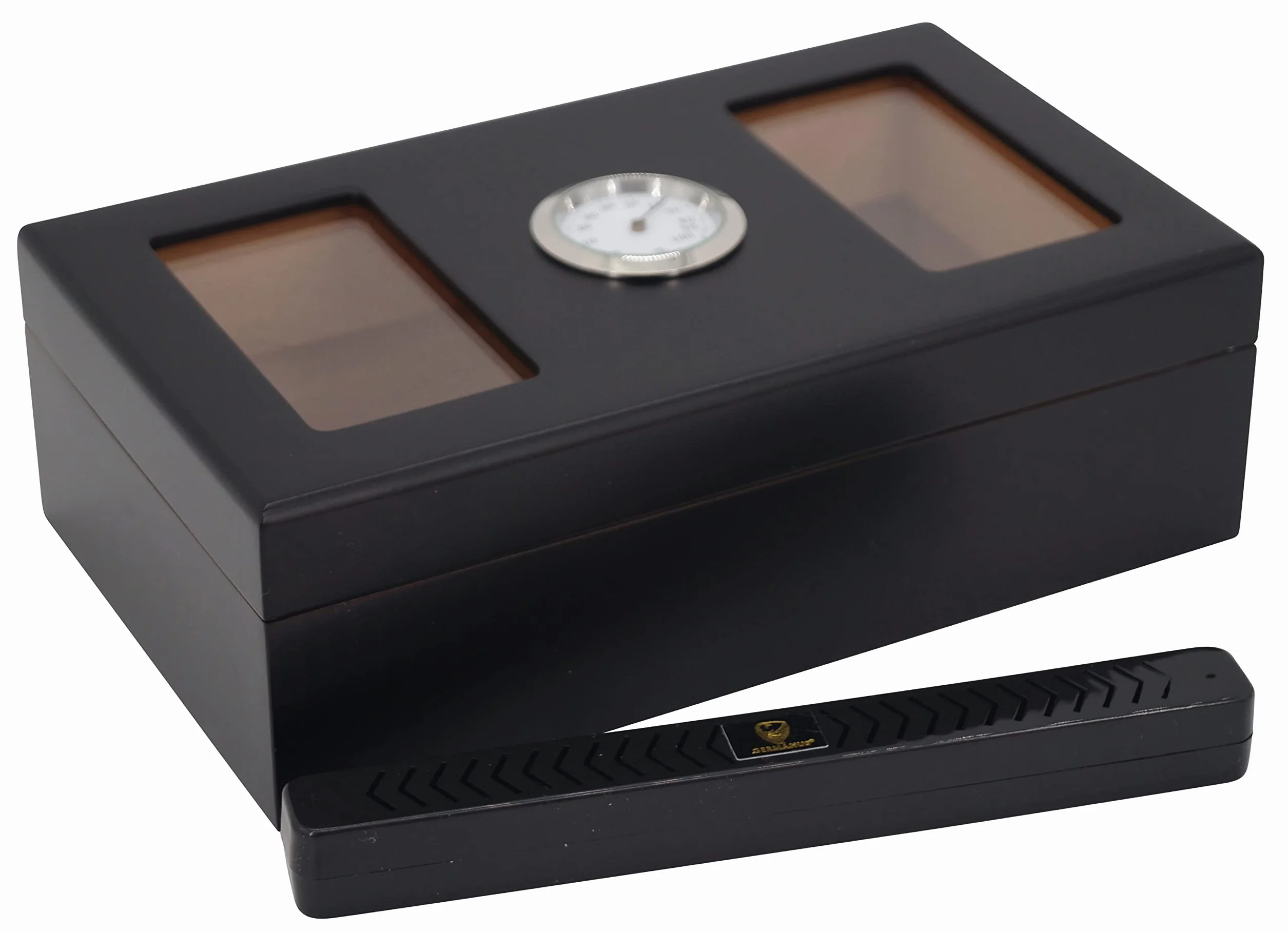 GERMANUS Przenośny humidor podróżny z nawilżaczem i higrometrem czarny