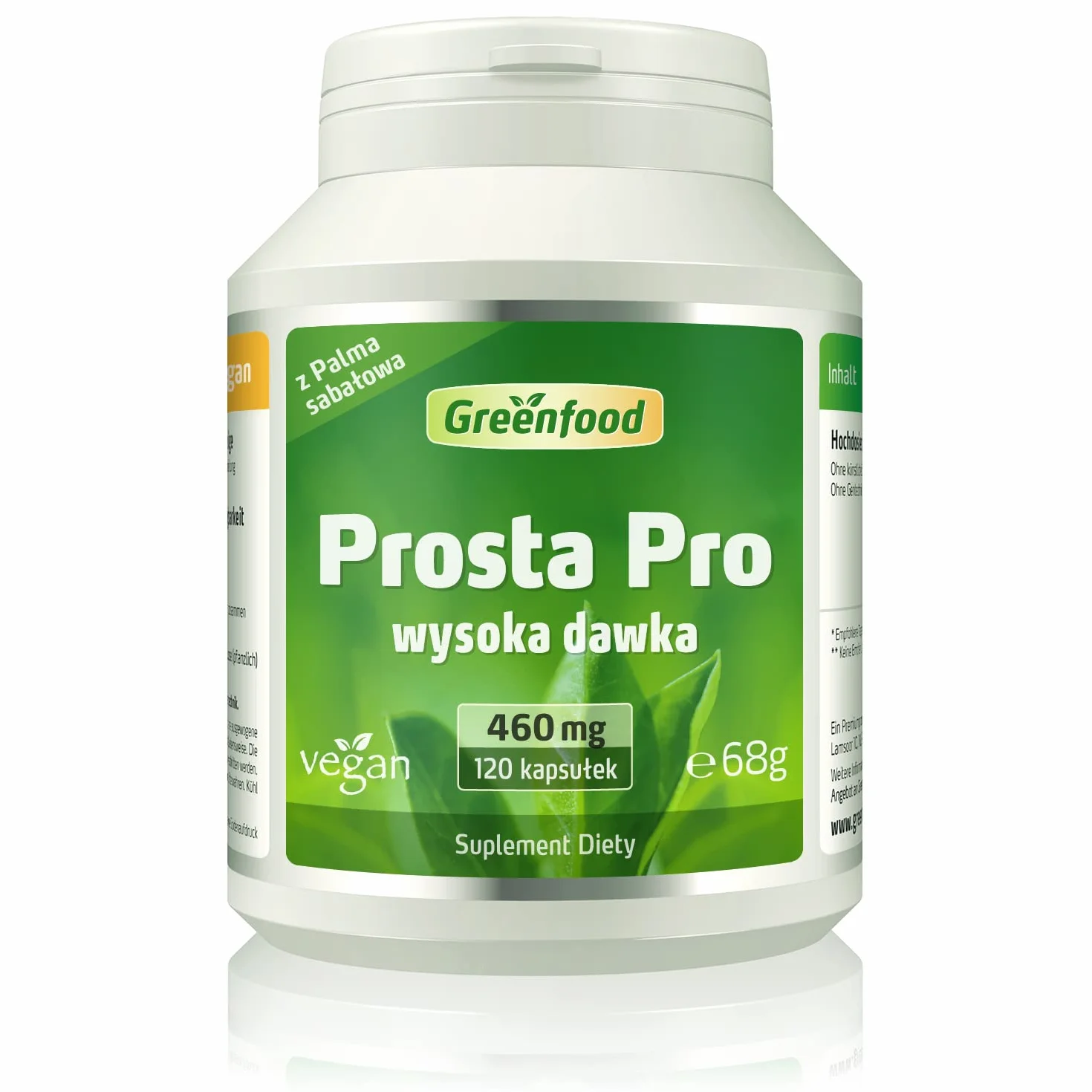 Greenfood Prosta Pro 460 mg 120 kapsułek z palmą sabałową OPC rutyną cynkiem selenem