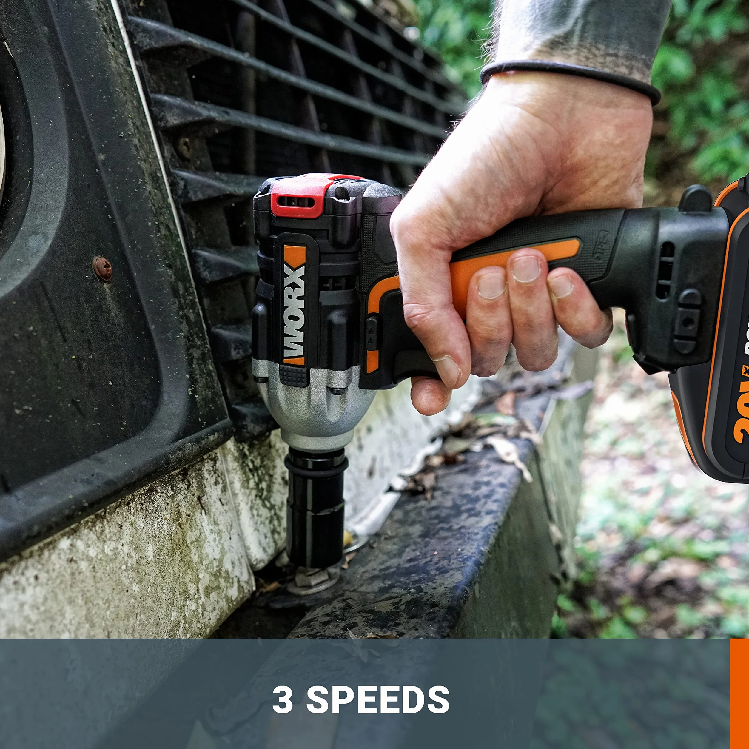 WORX WX272 Nitro bezszczotkowa wkrętarka udarowa 20 V – 300 Nm, ze zmienną 3-biegową przekładnią i światłem LED – idealna do różnych prac związanych z wkręcaniem – z akumulatorem, ładowarką i walizką