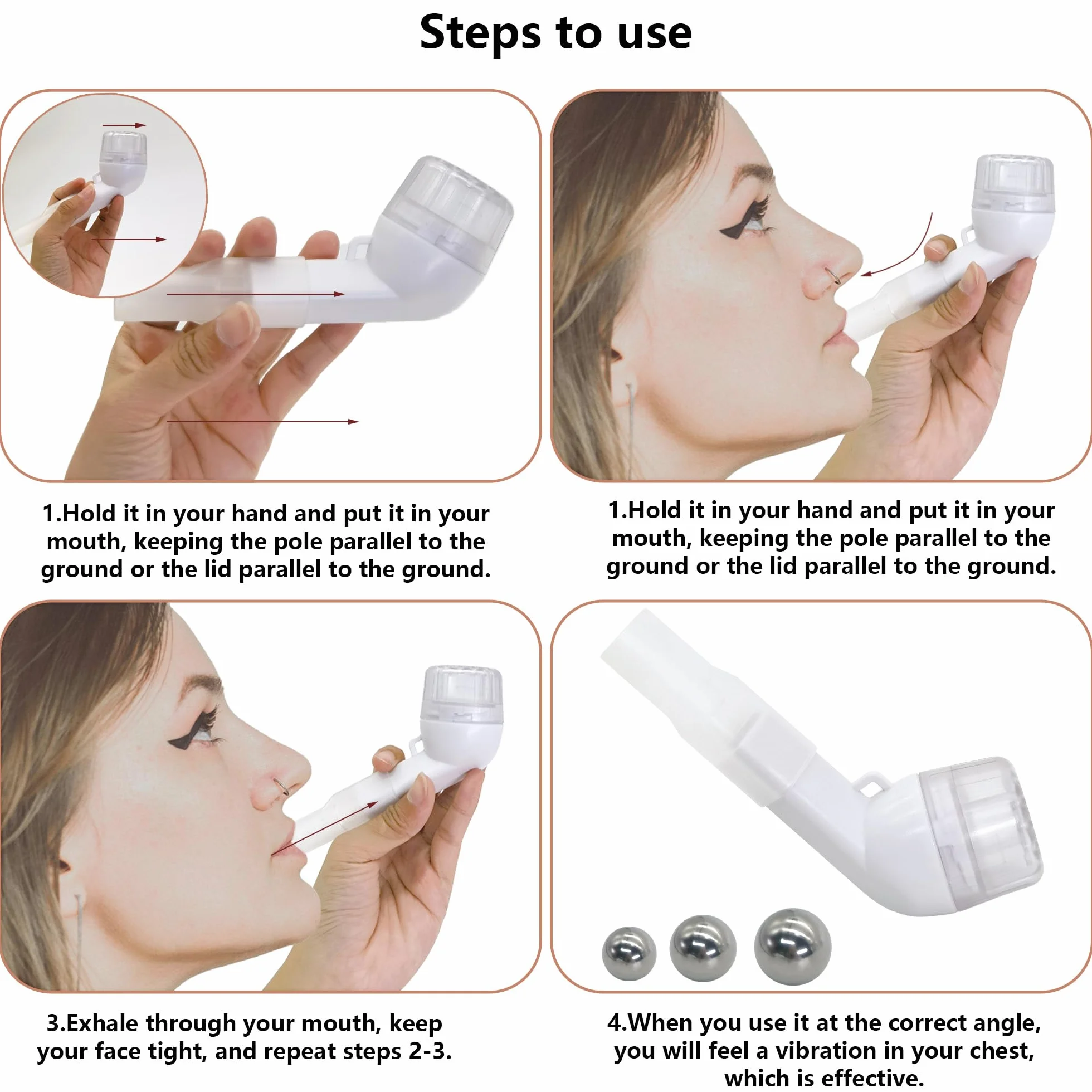 Trener Oddychania Płuc OPEP Respirator Terapia Oczyszczanie Płuc Biały