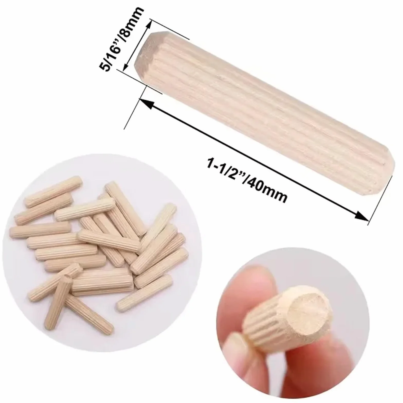 Wspólne kołki łączące, 500 sztuk/paczka okrągłe 8 * 40mm szuflada szafki okrągła karbowana DIY obróbka drewna dla przyrządów do kołków wiertarka mebli rzemiosło