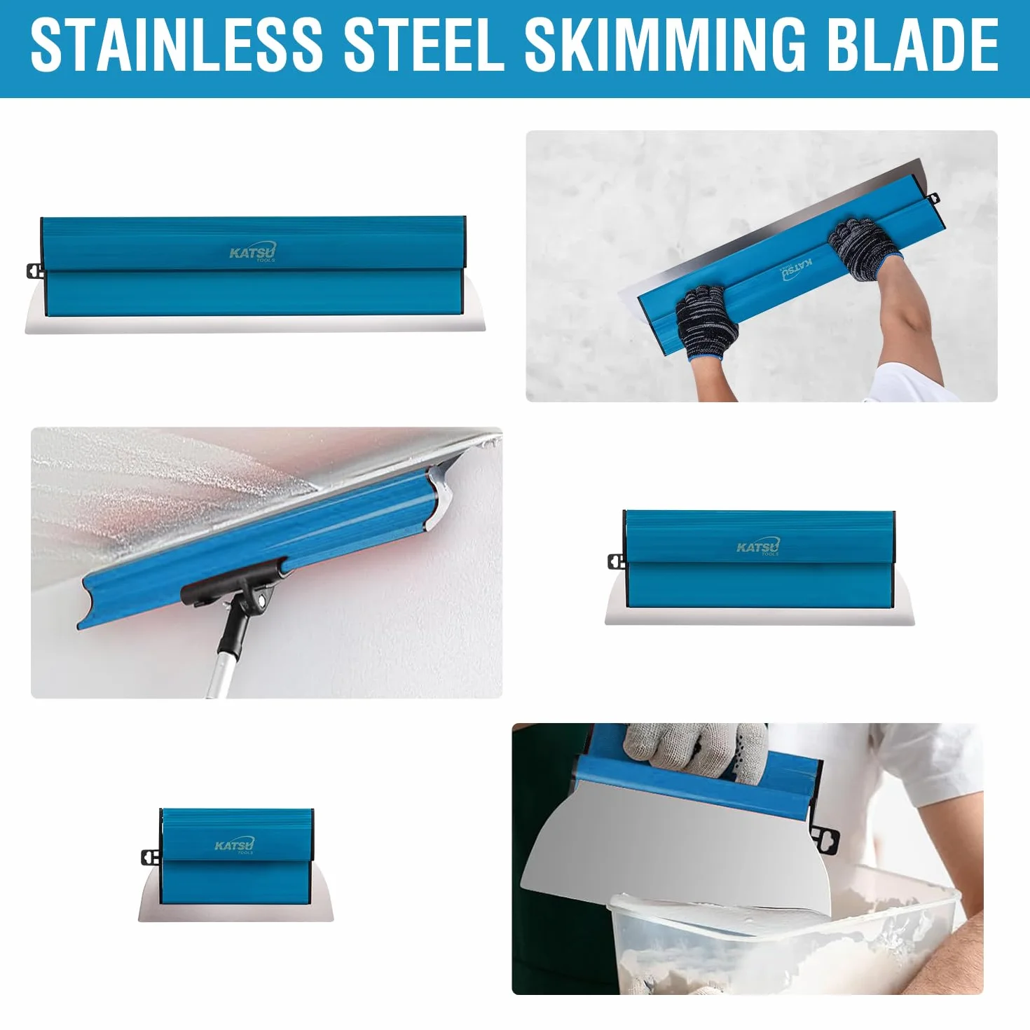 KATSU Tools Zestaw szpachli 25-60 cm ze stali nierdzewnej do płyt gipsowo-kartonowych
