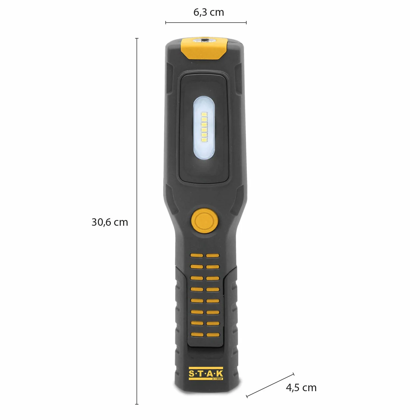 Stak Lampa robocza z latarką LED COB 3 + 1 W, do ponownego ładowania, akumulator litowy 2200 mAh, haczyk i magnesy, ruchoma, czarna
