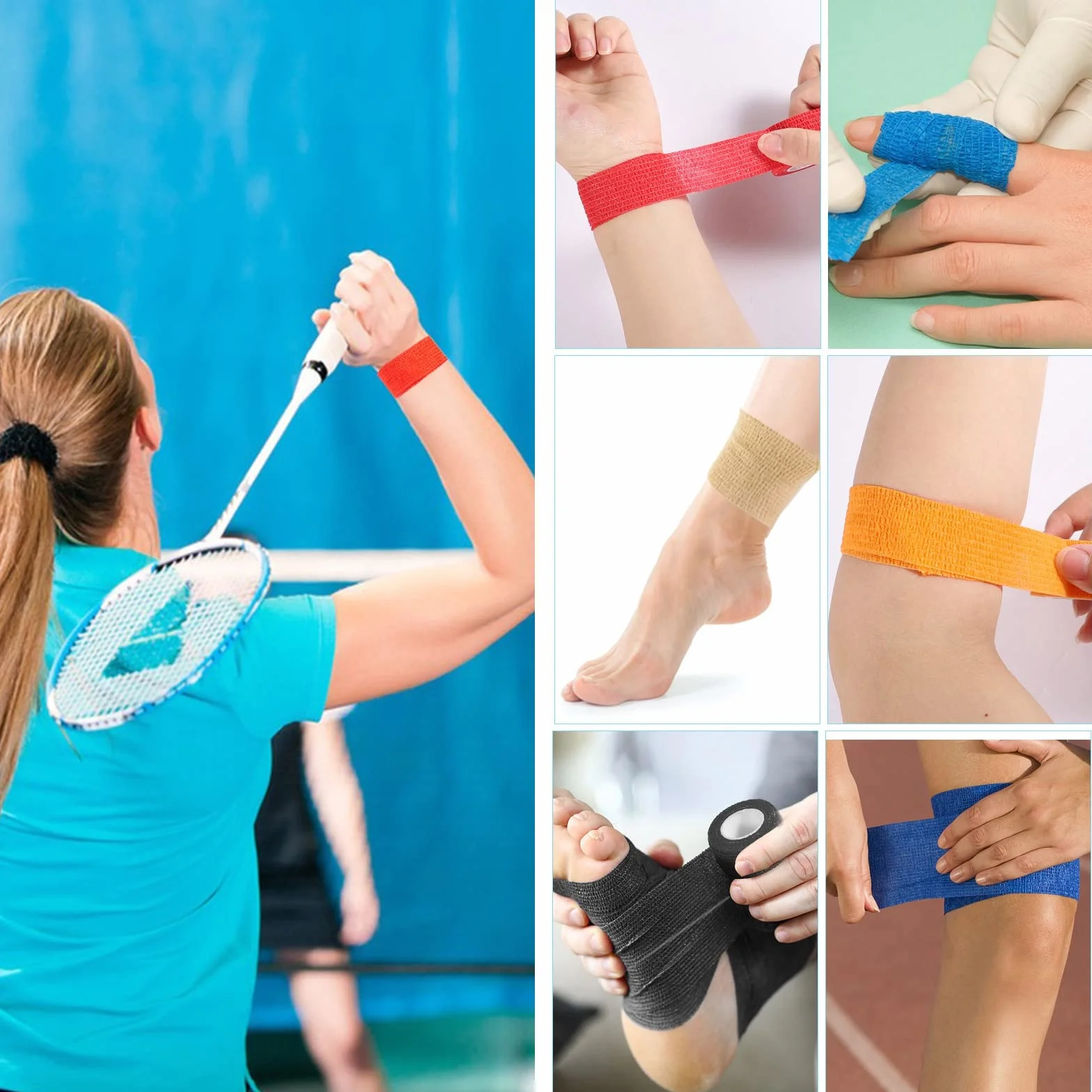 12 rolek taśmy Crossfit, 2,5 cm x 4,5 m spójny bandaż elastyczny samoprzylepny sportowy rozpórka sportowa ręka ramię staw palców (kolorowy)
