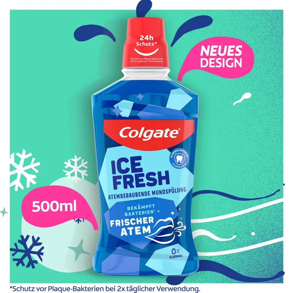Colgate Fresh Breath zestaw 6 butelek do płukania jamy ustnej 500 ml – natychmiastowa i długotrwała świeżość bez przypalenia