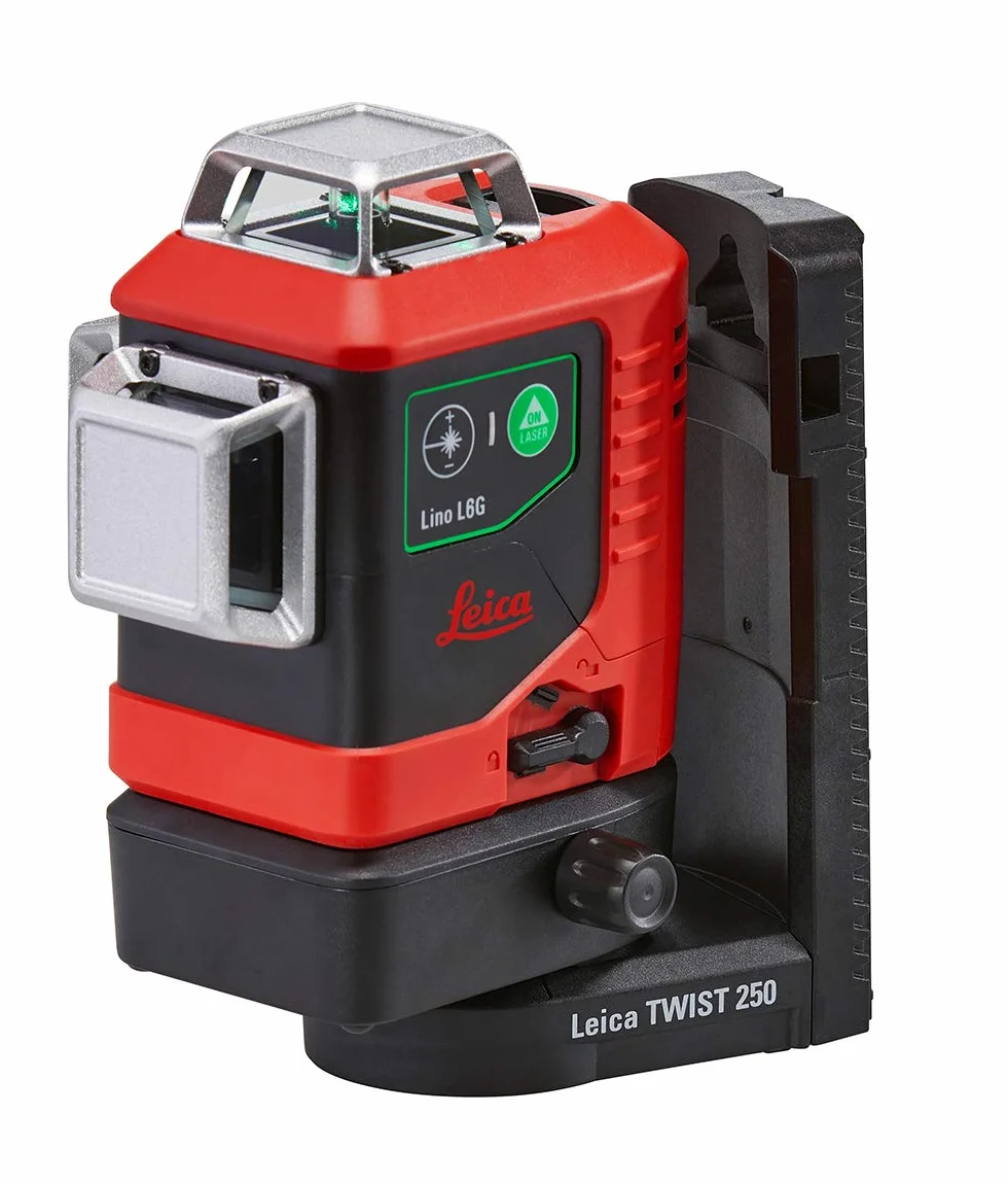 Leica Lino L6G – 3 x 360 stopni laser liniowy z akumulatorem litowo-jonowym, ładowarką, innowacyjnym adapterem magnetycznym i uchwytem ściennym w walizce (zielony laser, obszar roboczy: 35 m)