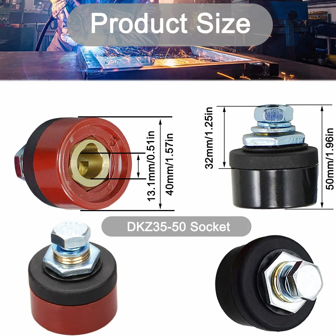 do kabla spawalniczego TIG złącze wtykowe i gniazdo zestaw szybkozłączki Dinse Style DKJ35-50 DKZ35-50 315 amp męsko-żeńskie do akcesoriów do spawarek (czarny i czerwony 4 szt.)
