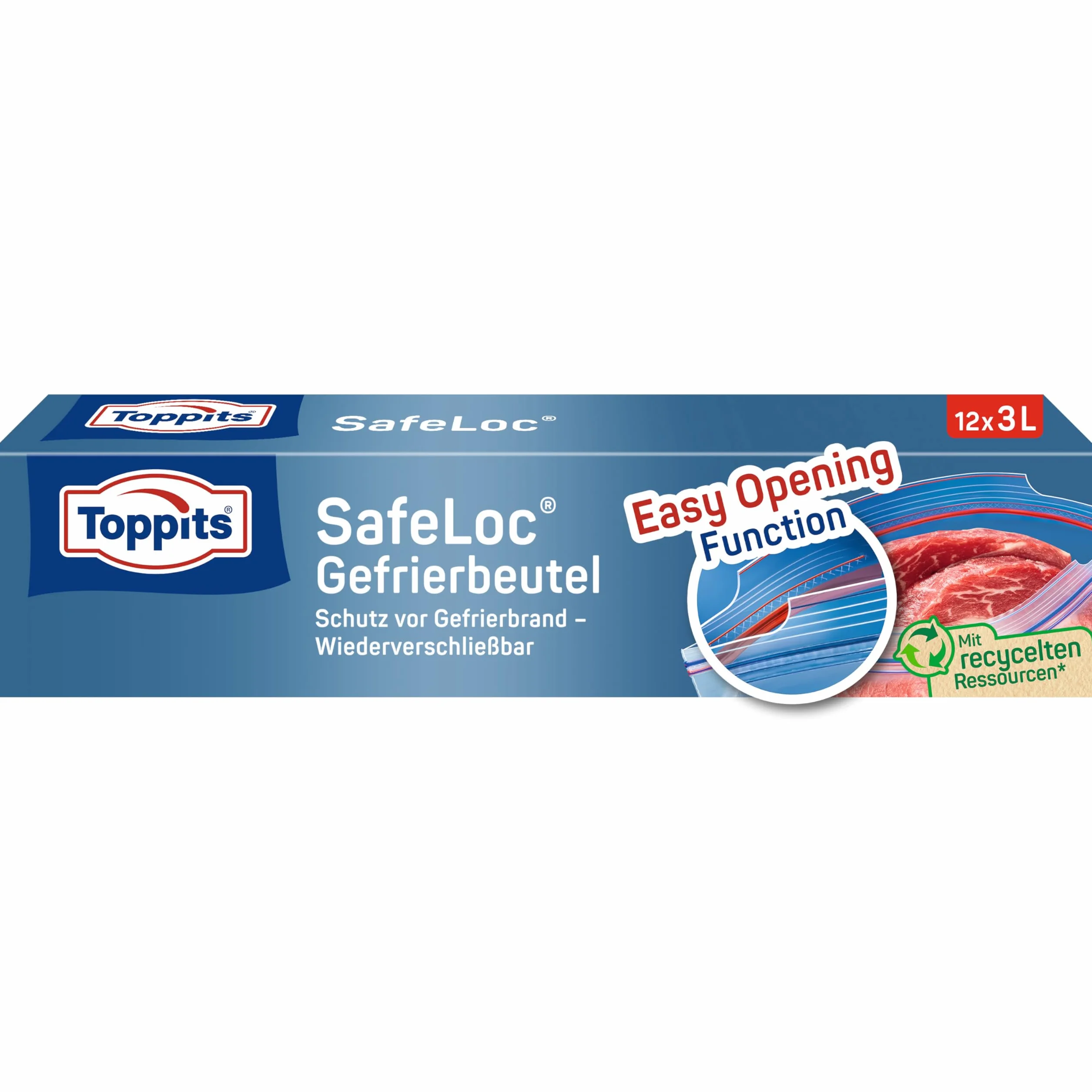 Toppits Safeloc 209771 Worki do Zamrażania, Przezroczysty, 12 szt. / 3 l
