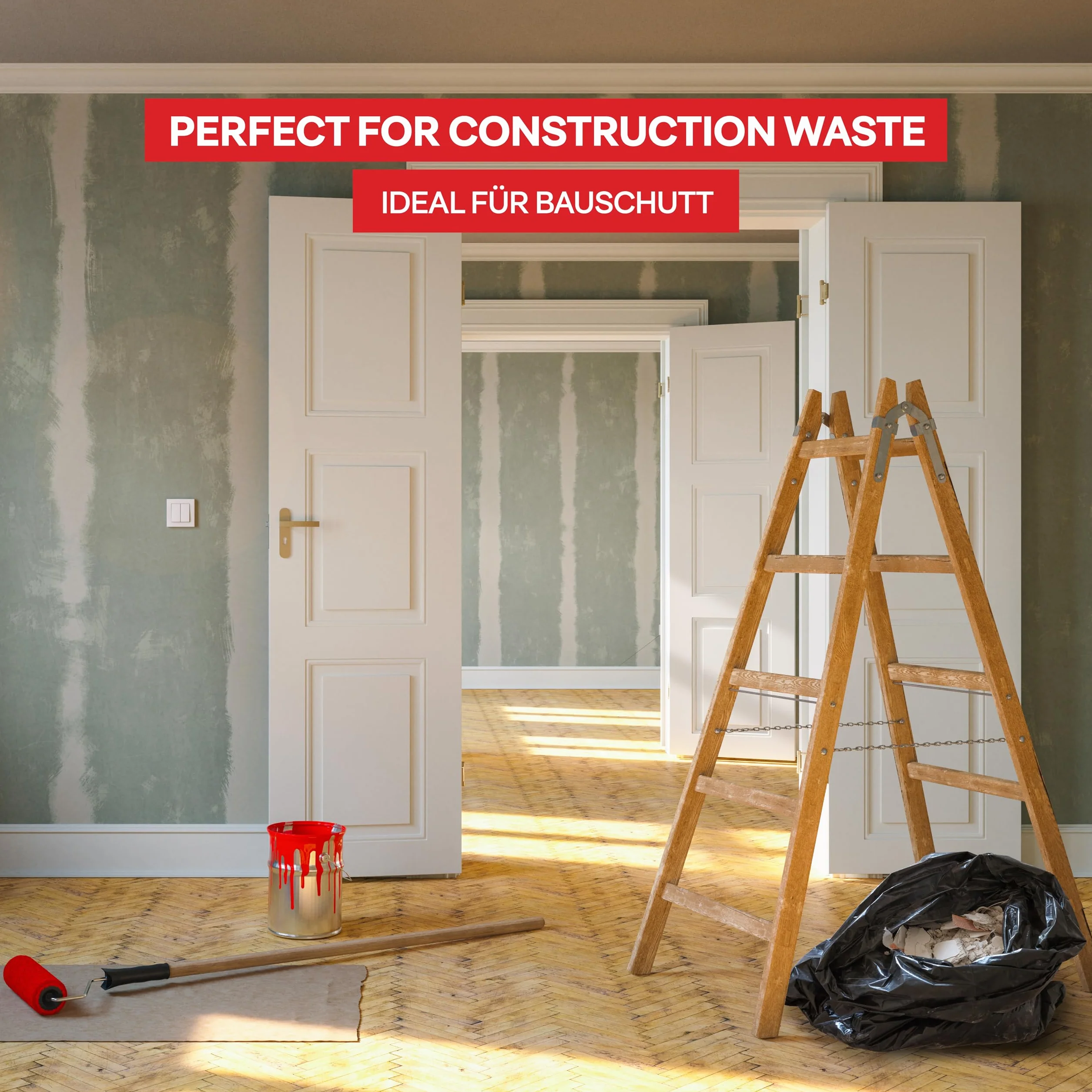 ALU FIX worki na śmieci Economy/HDPE / 120l - 10 worków na śmieci - 1 rolka/ 17 μm/czarny/worek na śmieci/ 70 × 100cm/ worki na śmieci do domu, pracy, biura