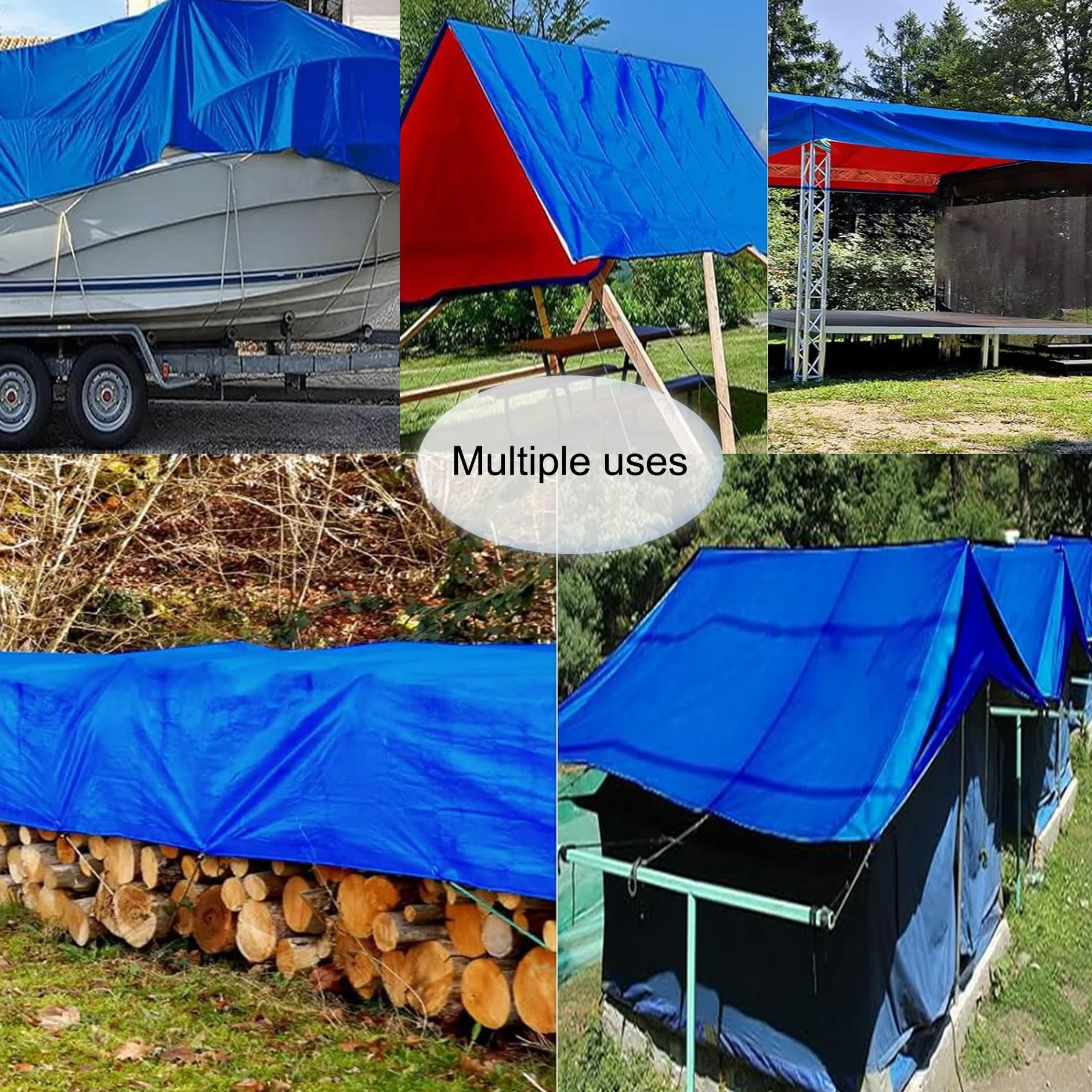 Plandeki 150 x 225 cm Plandeka Ochronna Na Podłogę 170 G/㎡, Wiatroodporna, Odporna Na Rozdarcie Wielofunkcyjne, Wzmocnione Oczka Do Namiotów, Mebli, Szop, Niebieski