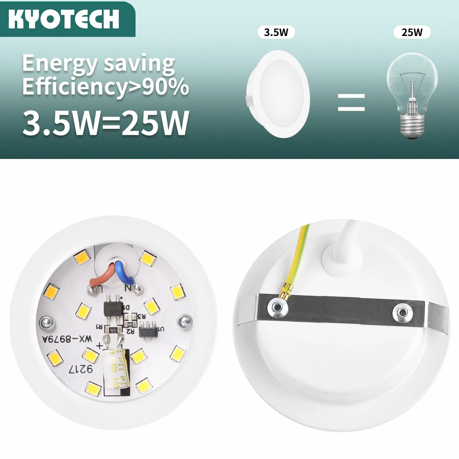 Oświetlenie LED do szafki 230 V, 4 W LED, IP44, G4, 20 mm, reflektory wpuszczane, do mebli płaskich, 3 temperatury barwowe, 3000 k/4000 k/6000 k, okap kuchenny, do zabudowy łazienkowej (białe, zestaw