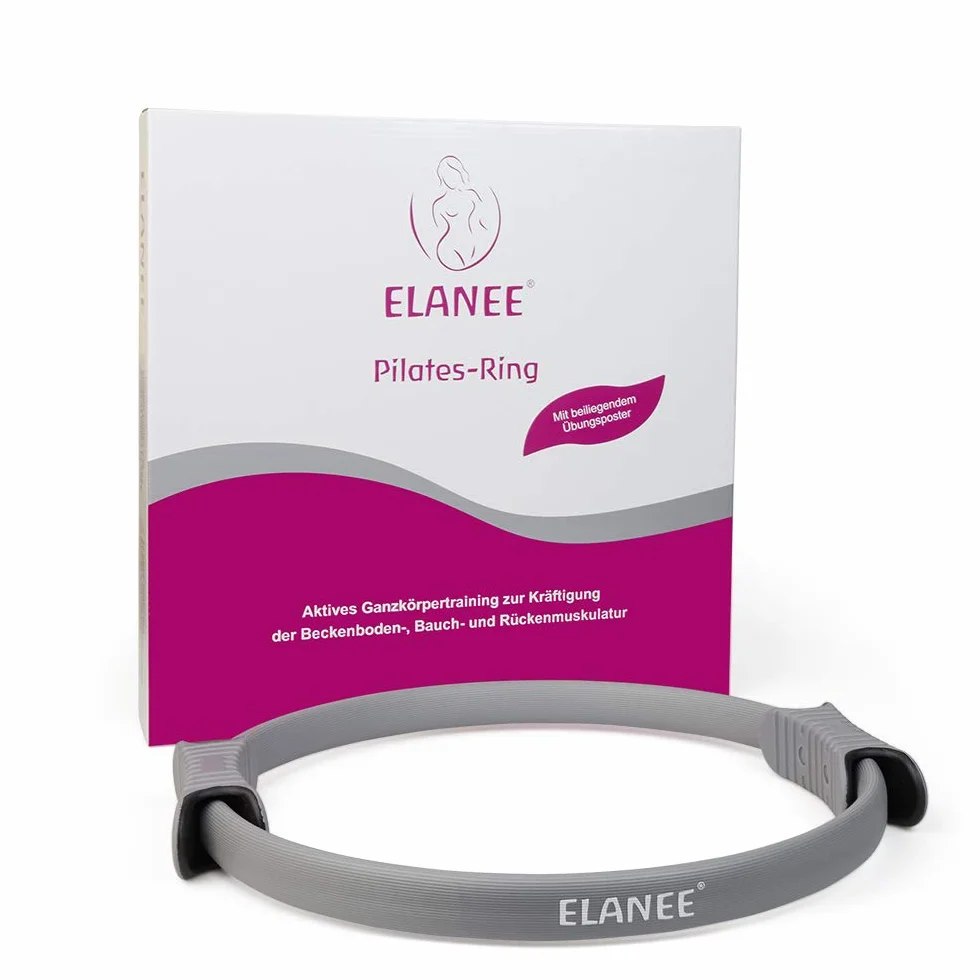 ELANEE Pierścień do pilatesu z antypoślizgowymi uchwytami do wzmocnienia dna miednicy, brzucha i pleców, w zestawie plakat z ćwiczeniami (709-V1)