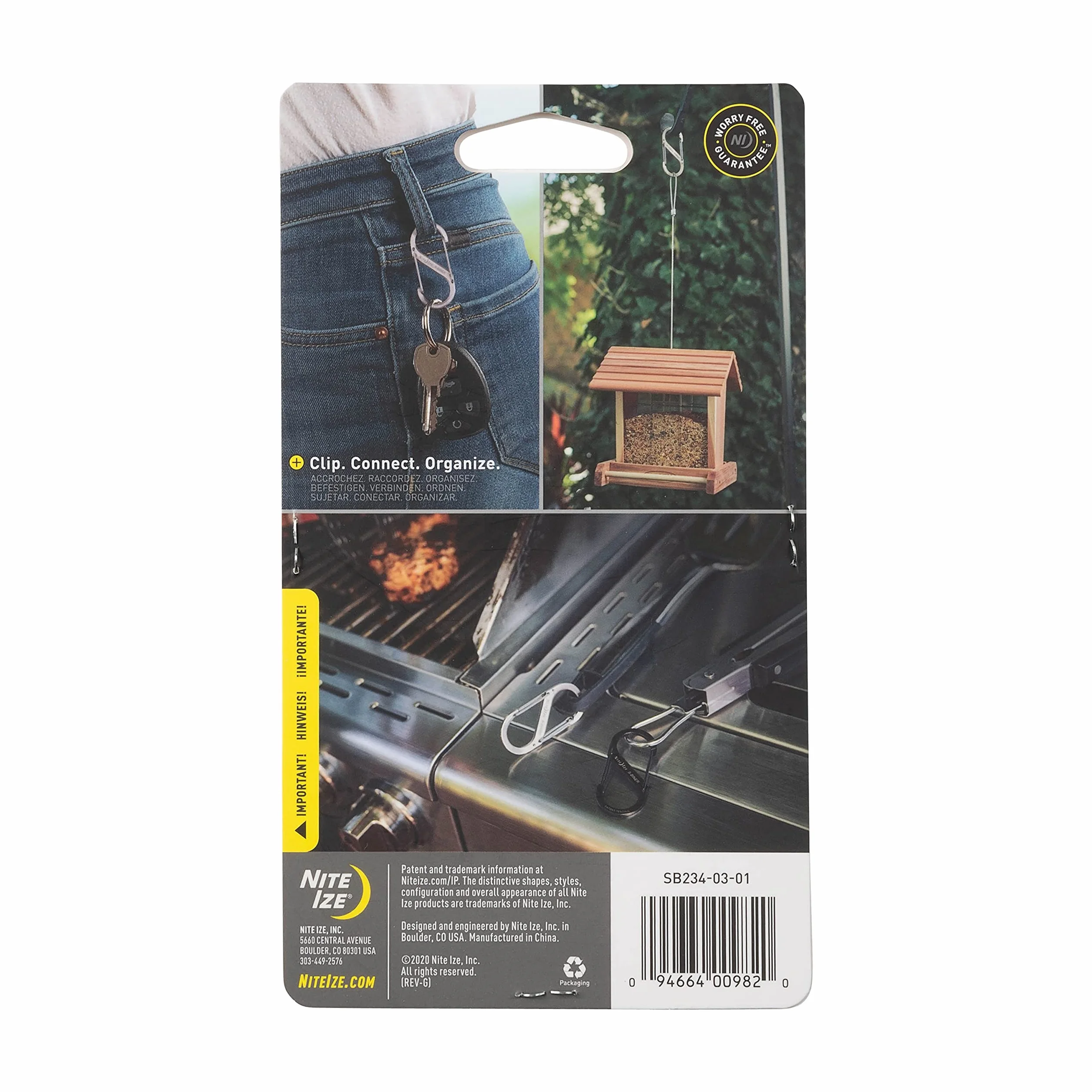 Nite Ize Uniseks S-Biner Dual Carabiner SB234-03-01 Zestaw Karabińczyków, Czarny, 3 sztuki