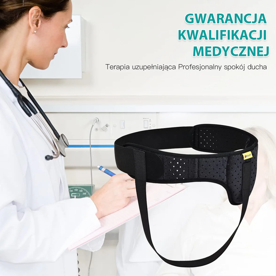 Tenbon Pas przepukliny dla mężczyzn i kobiet Lewa lub prawa strona działająca ból pachwiny Kratownica z wyjmowanymi podkładkami kompresyjnymi do przed lub po operacji mosznowej (Czarny, średni)