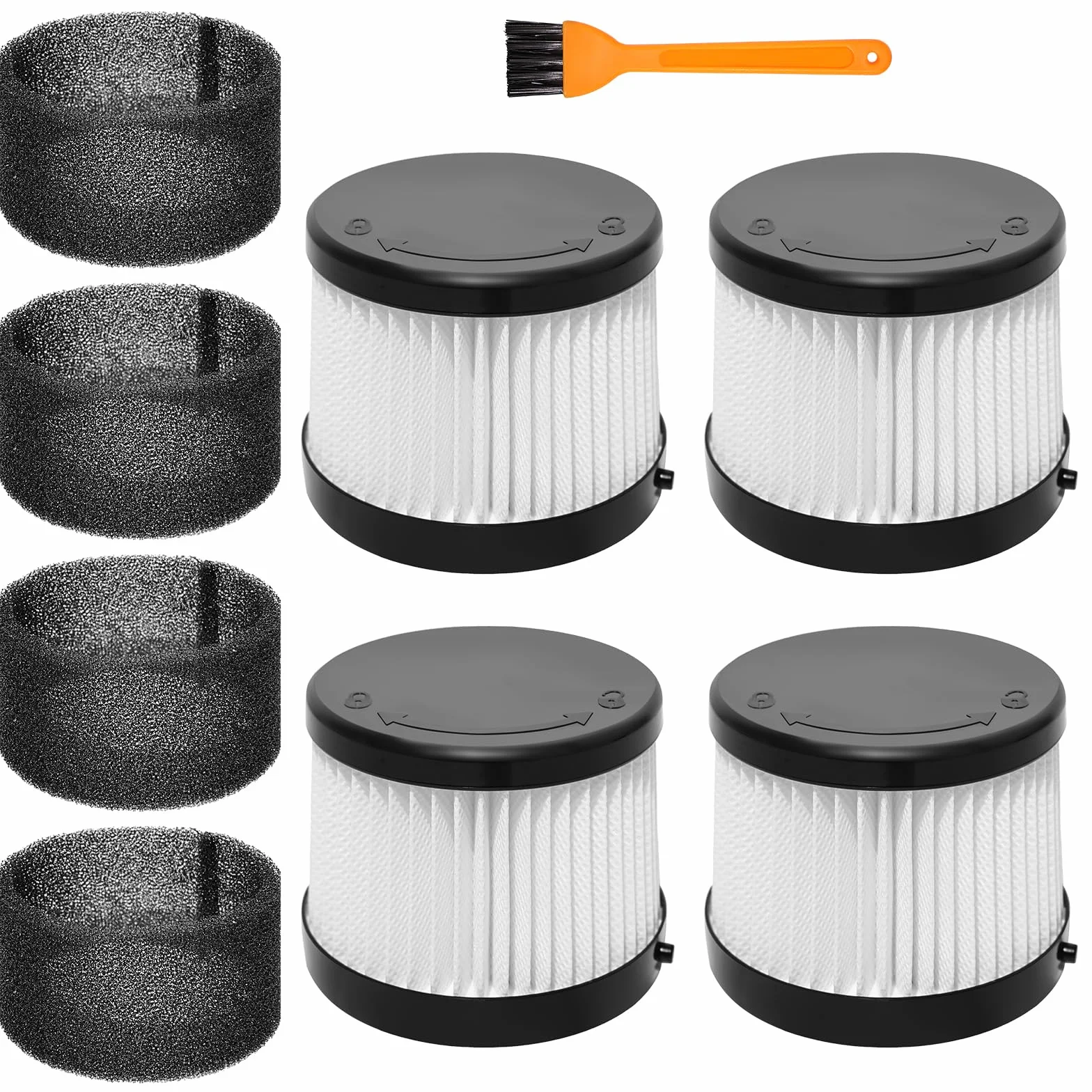 Akcesoria do filtrów HEPA do odkurzacza do DEWALT DCV501HB / DCV5011H część zamienna, nadaje się do prania i wielokrotnego użytku, 4 sztuki zamiennych filtrów + 1 szczotka do czyszczenia