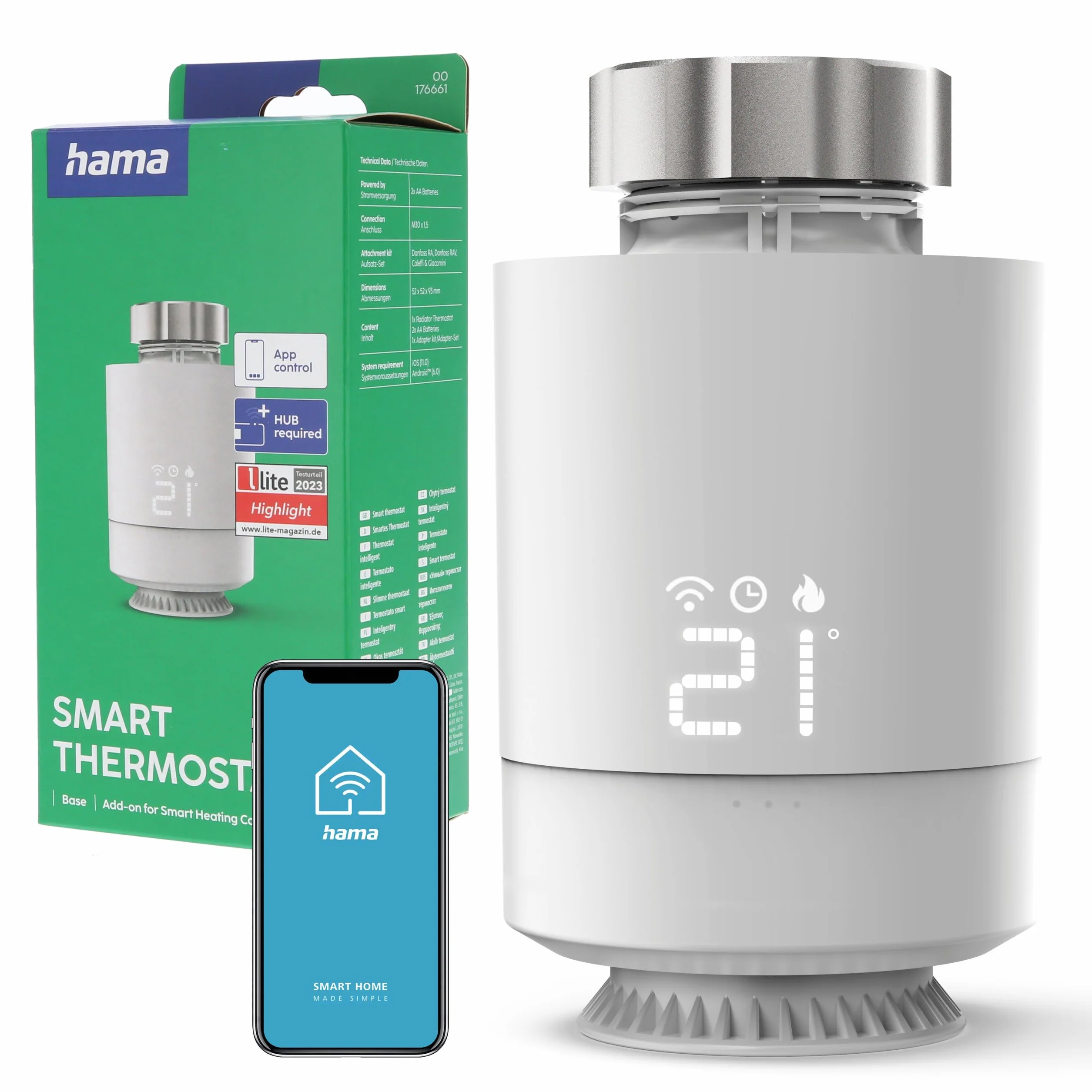 Hama Smart Home Głowica Termostatyczna WiFi Zigbee Alexa Google Home Apple Siri