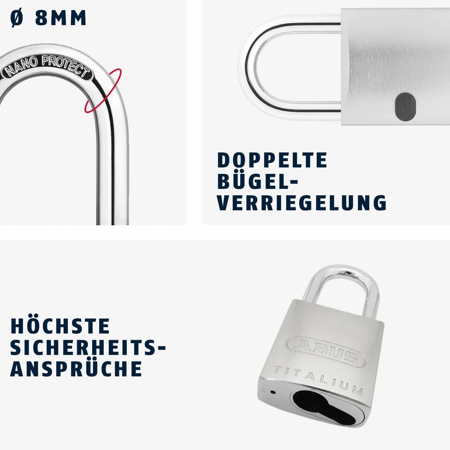 ABUS Titalium kłódka 86TI/45 bez cylindra 27778