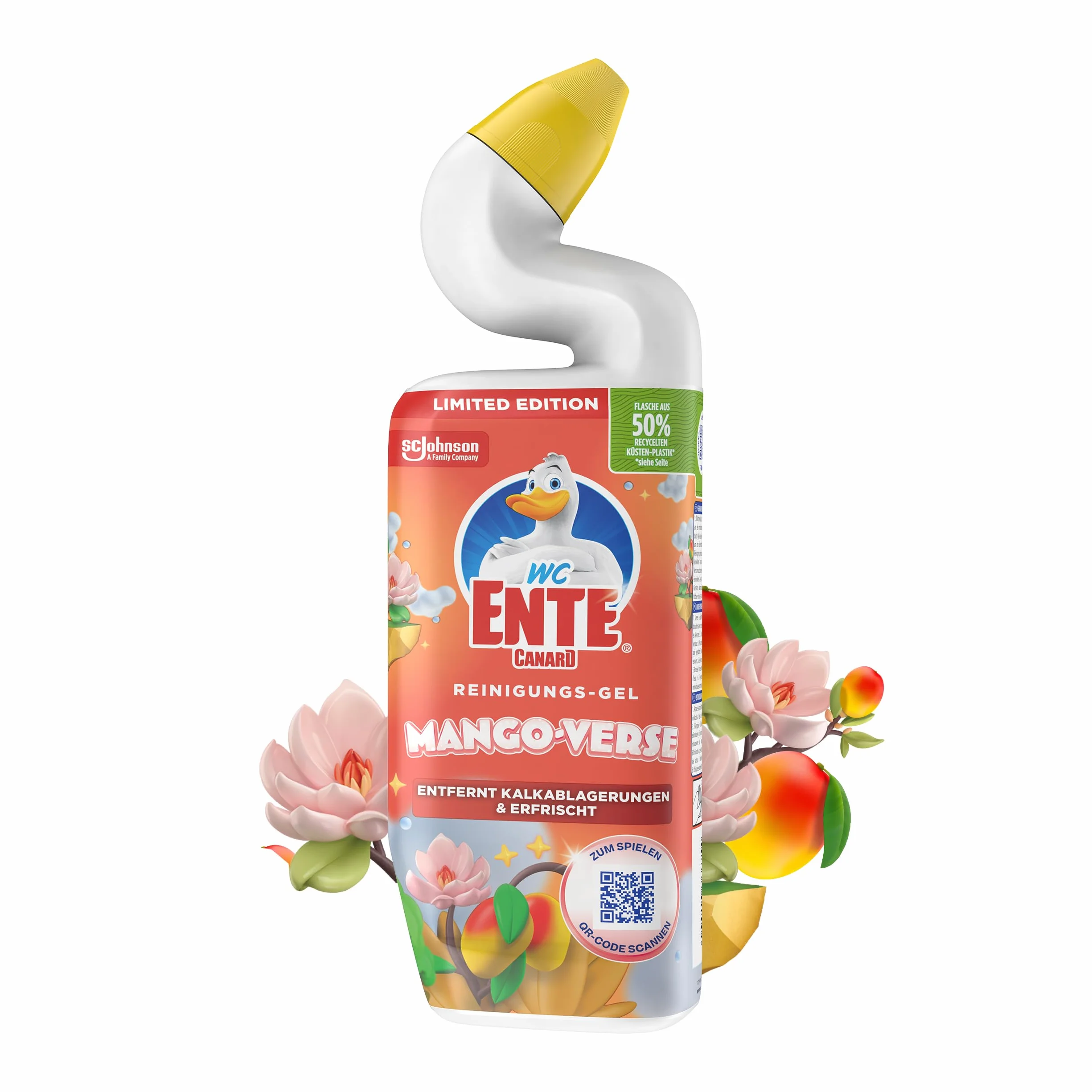 Toaleta Kaczka Total Aktiv żel do czyszczenia WC w płynie, z technologią kaczych szyi, zapach mango, 1 opakowanie (1 x 750 ml)