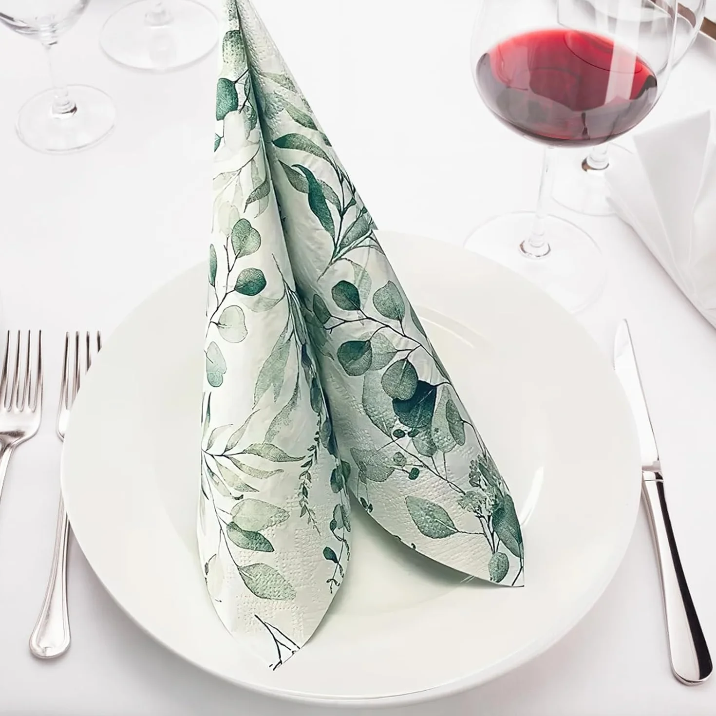 80 sztuk serwetek eukaliptusowych, zielonych, na imprezę, jako dekoracja stołu, serwetki weselne, jednorazowe serwetki na chrzest, wesele, baby shower, bierzmowanie, wesele, imprezę