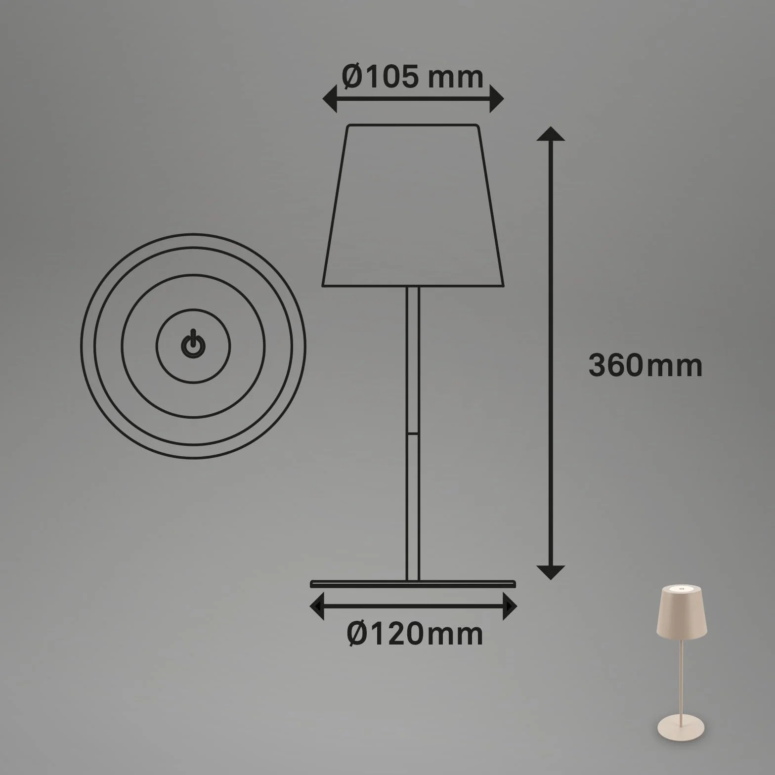 BRILONER - Lampa stołowa LED bezprzewodowa, ściemniana, regulowana wysokość, lampka nocna i do czytania, akumulatorowa, 36x10,5 cm, beżowy – praktyczne i eleganckie światło