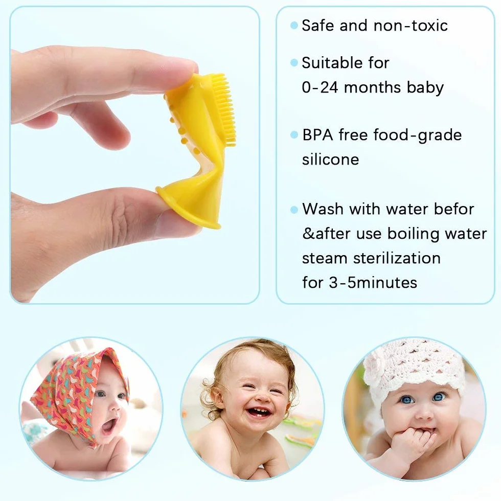 Vicloon Szczoteczka do zębów Finger, 6 szt gumowa szczoteczka do zębów, silikonowe szczoteczki do zębów dla niemowląt, wielokolorowa szczoteczka do zębów dla dzieci do masażem dziąseł z etui