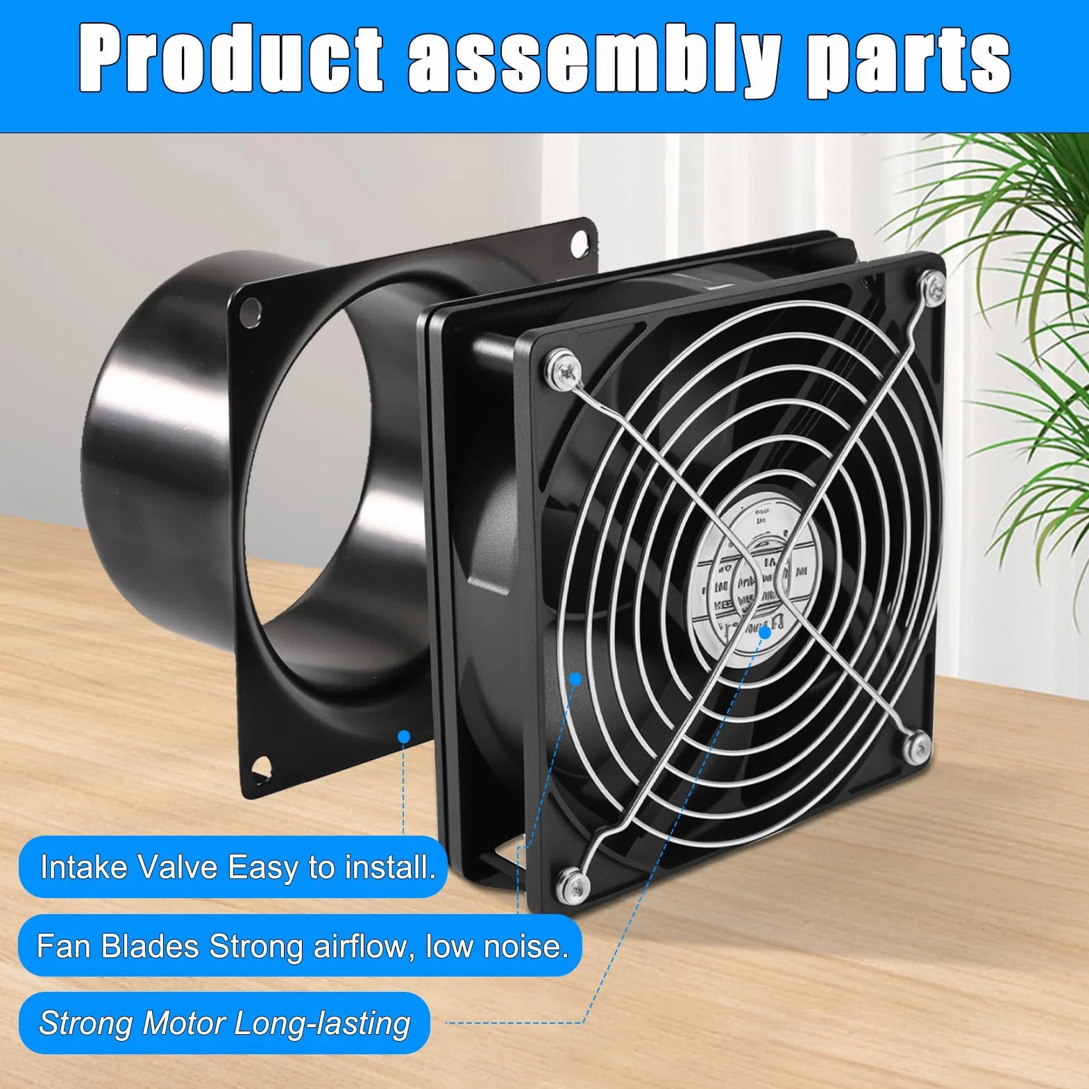 Joycabin Wentylator rurowy 100 mm, z regulatorem prędkości, odporny na wysokie temperatury, cichy wentylator do kuchni, WC, szklarni, garażu, cyrkulacji powietrza
