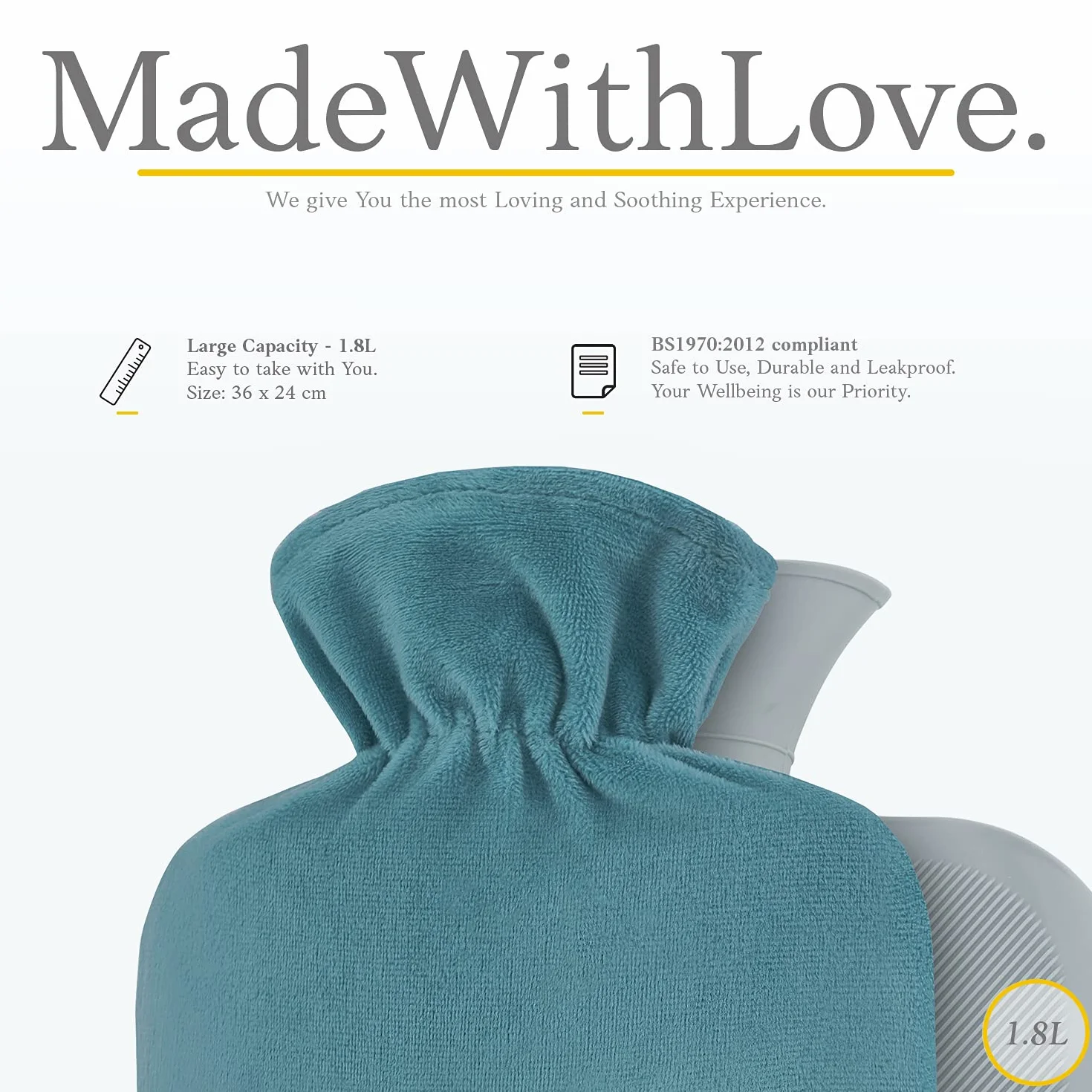 Hot Water Bottle with Fleece Cover 2L Heating Pad for Menstrual Cramps