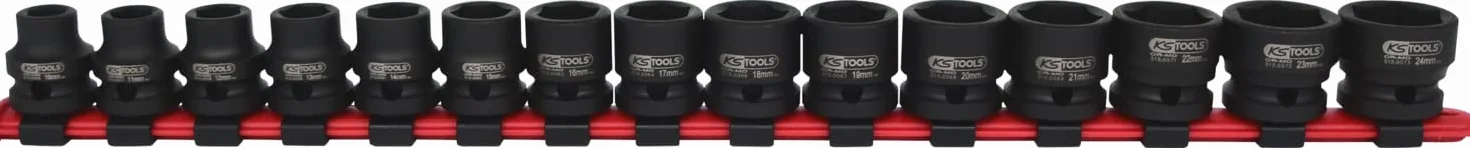 KS Tools 515.0055 1/2" Zestaw sześciokątnych nasadek udarowych, ekstra krótki, 15-części