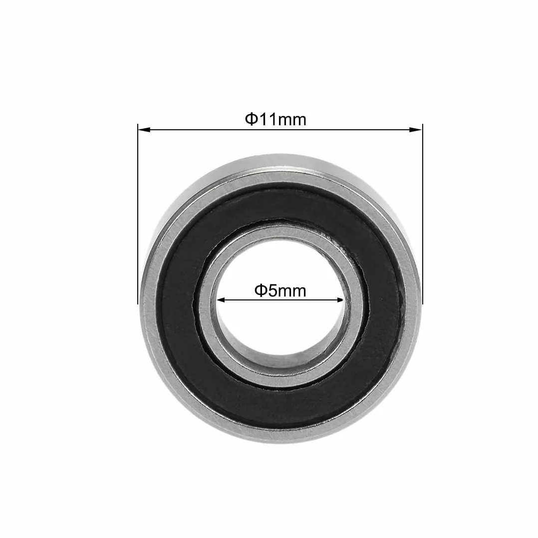 sourcing map 20 sztuk łożysko kulkowe zwykłe MR115-2RS 5 mm średnica wewnętrzna 11 mm średnica zewnętrzna 4 mm otwór podwójnie uszczelniona stal chromowana Z2