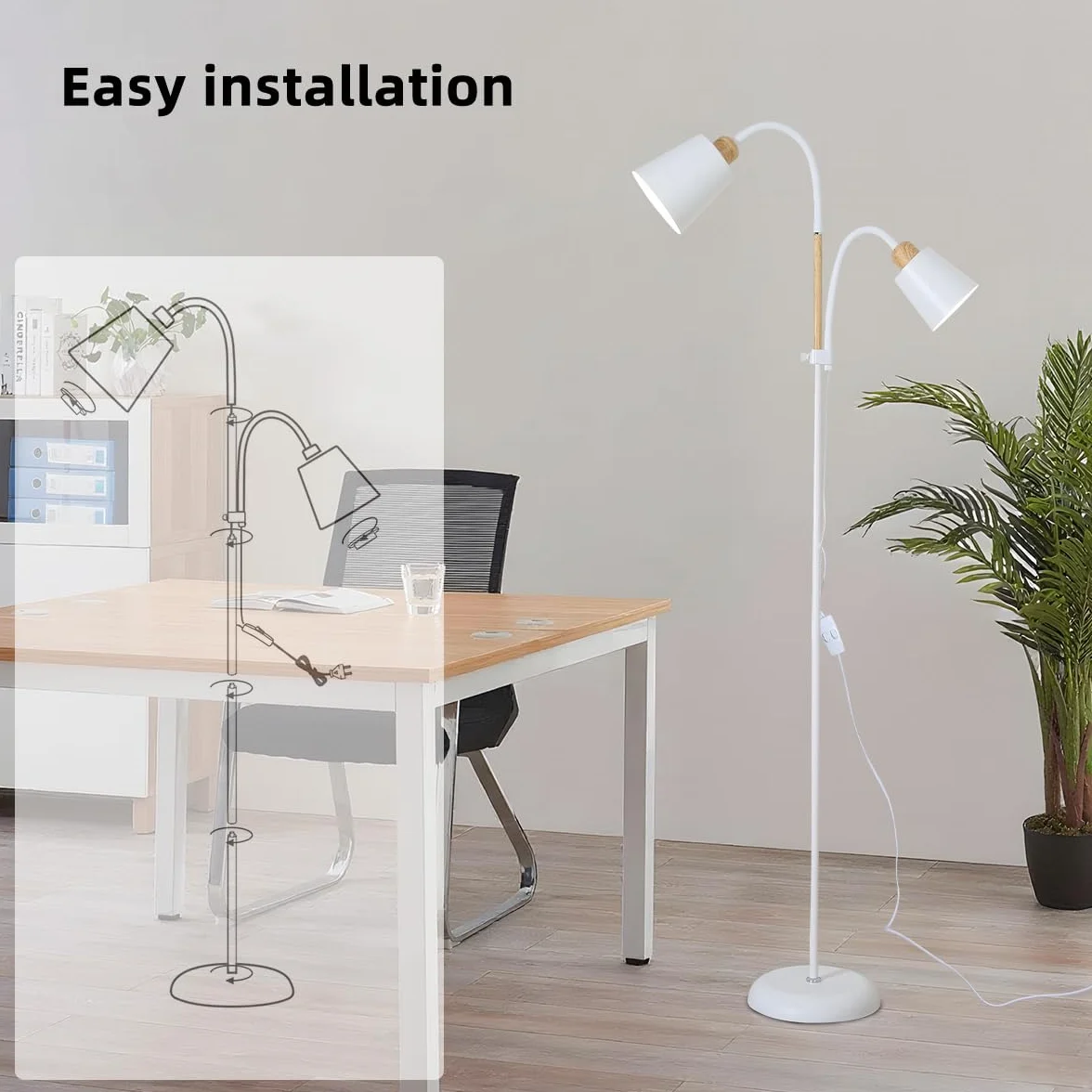 Lampa podłogowa YOYO z lampką do czytania | Gniazdo E27 maks. 60 W (Biały)