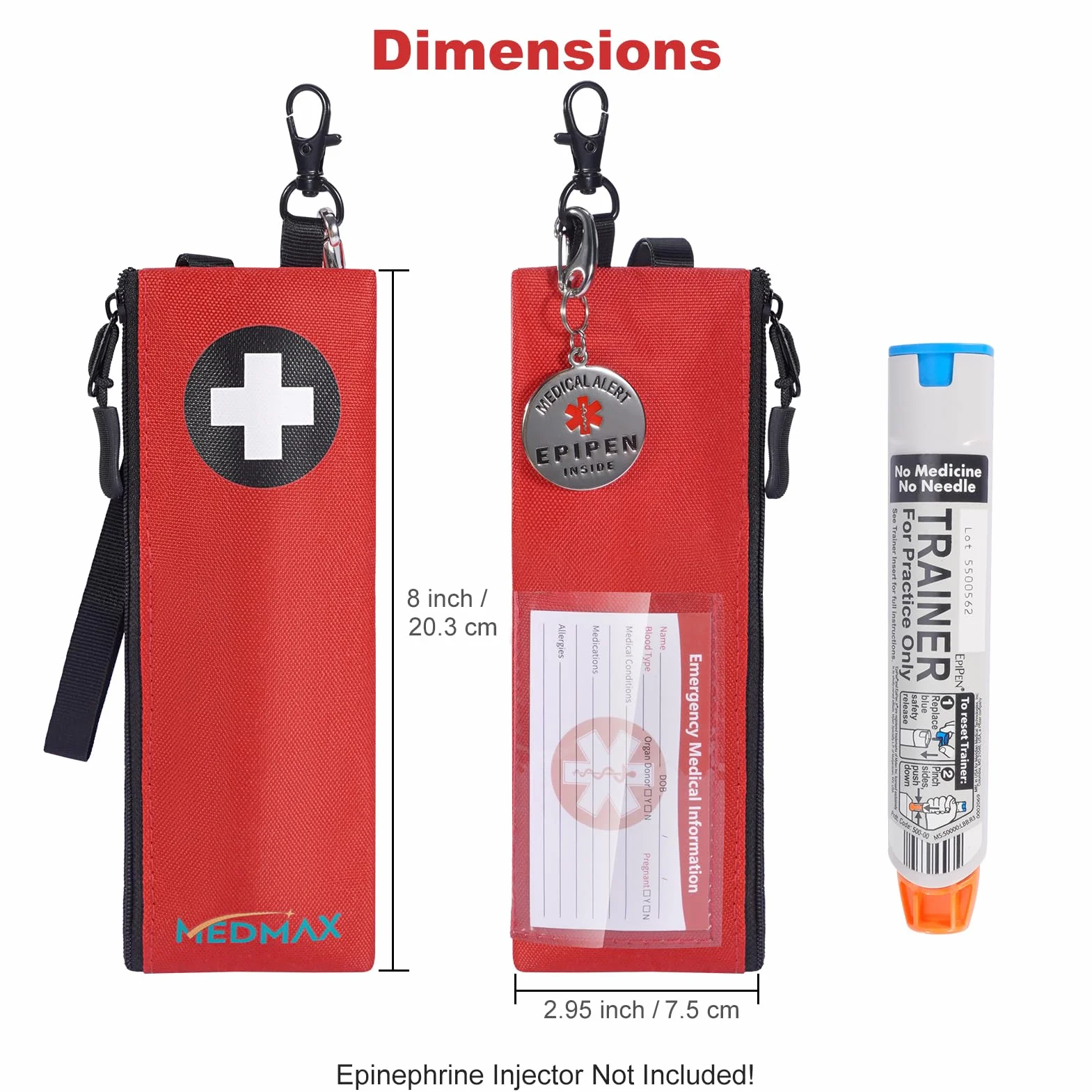 MEDMAX Torebka na EpiPen 2 sztuki Izolowana etui na EpiPen z breloczkiem awaryjnym